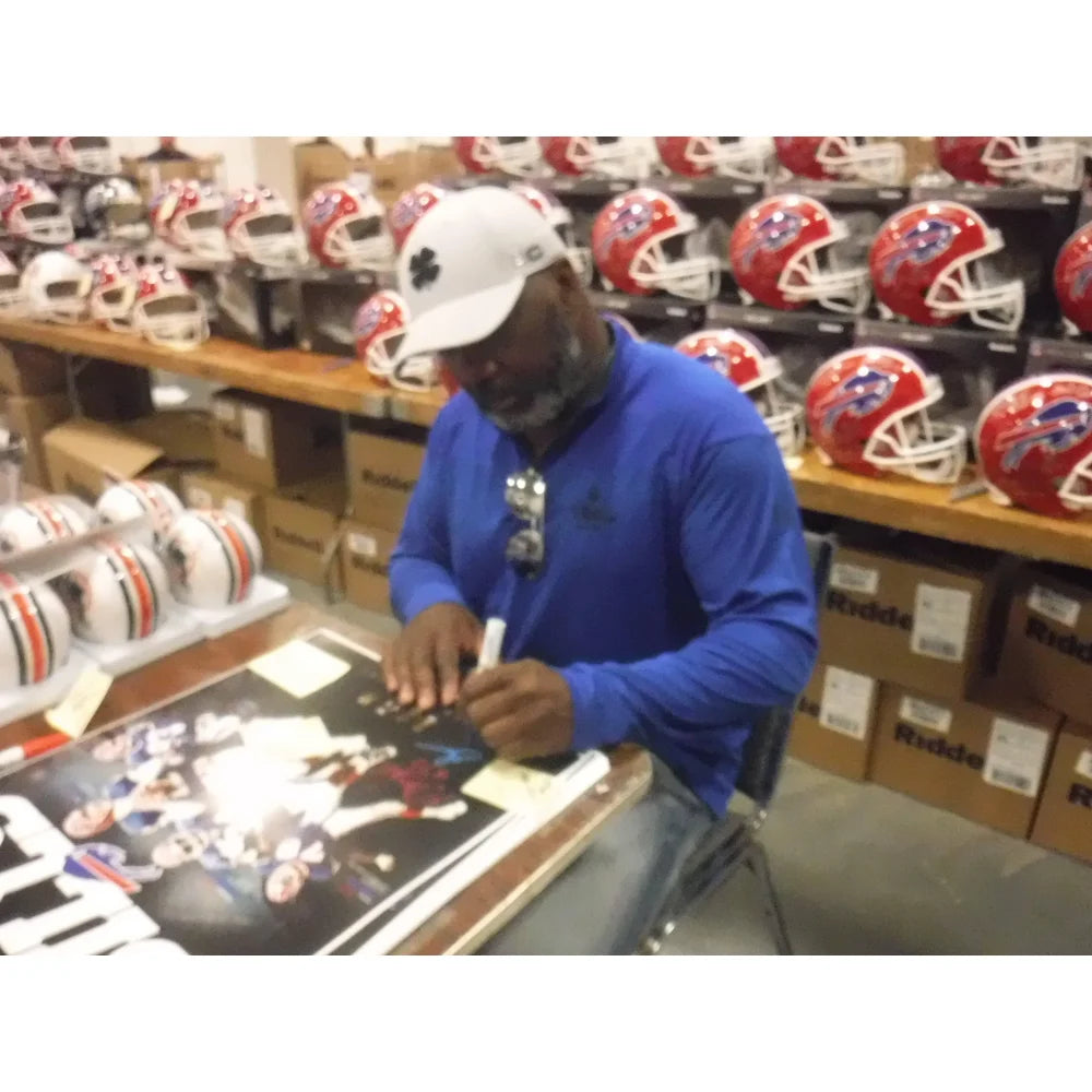 Authentic Buffalo Bills Hall of Famers Signed 16x20 Photo - Limited Edition #D/25 with JSA COA - Jim Kelly, Andre Reed, Bruce Smith, Thurman Thomas - Perfect for NFL Memorabilia Collectors and Bills Fans Home Decor