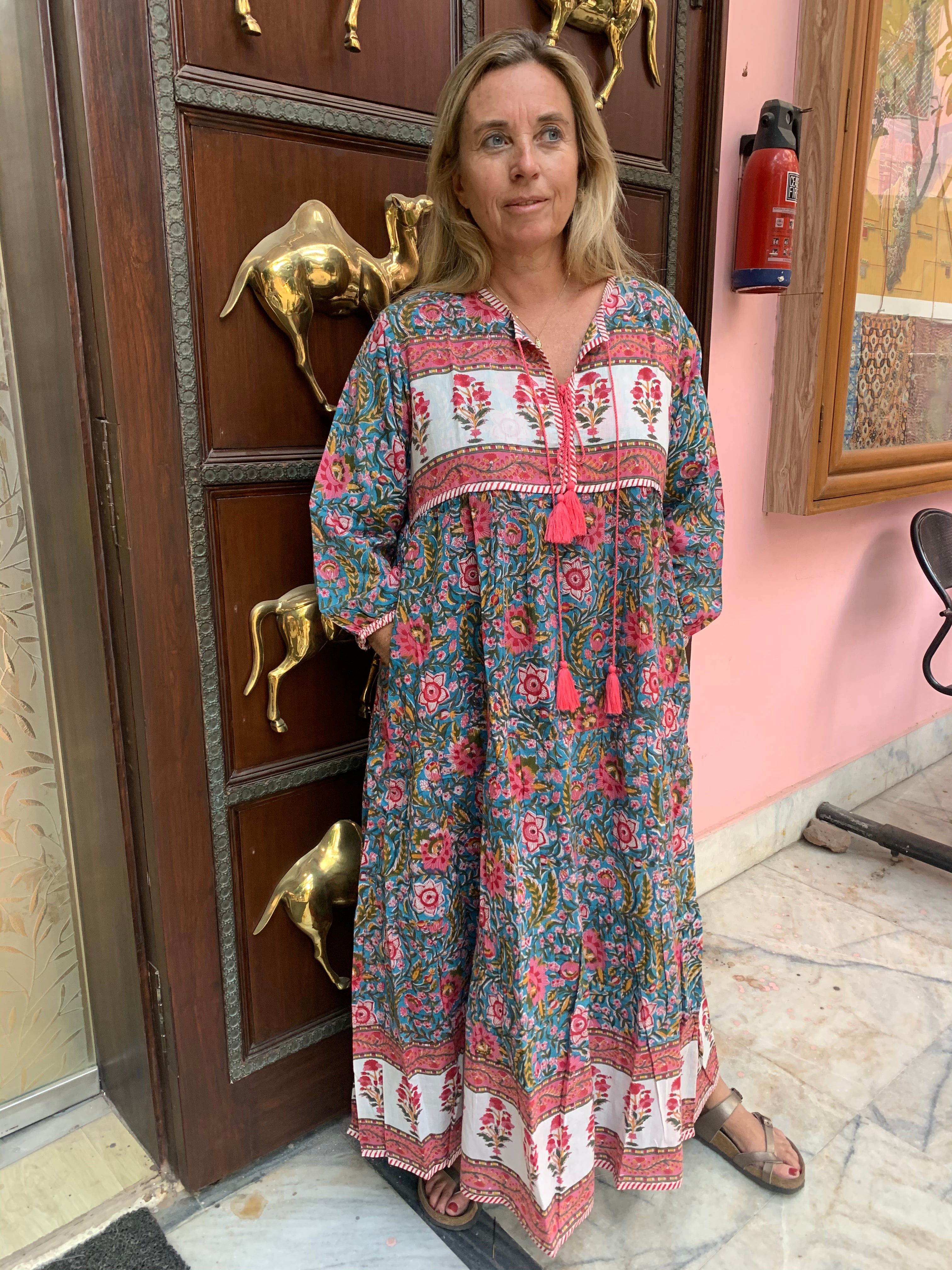 Boho Floral Print Maxi Dress for Women - Banjara Style Summer Beach Dress for Vacation, Music Festivals, and Casual Outings
