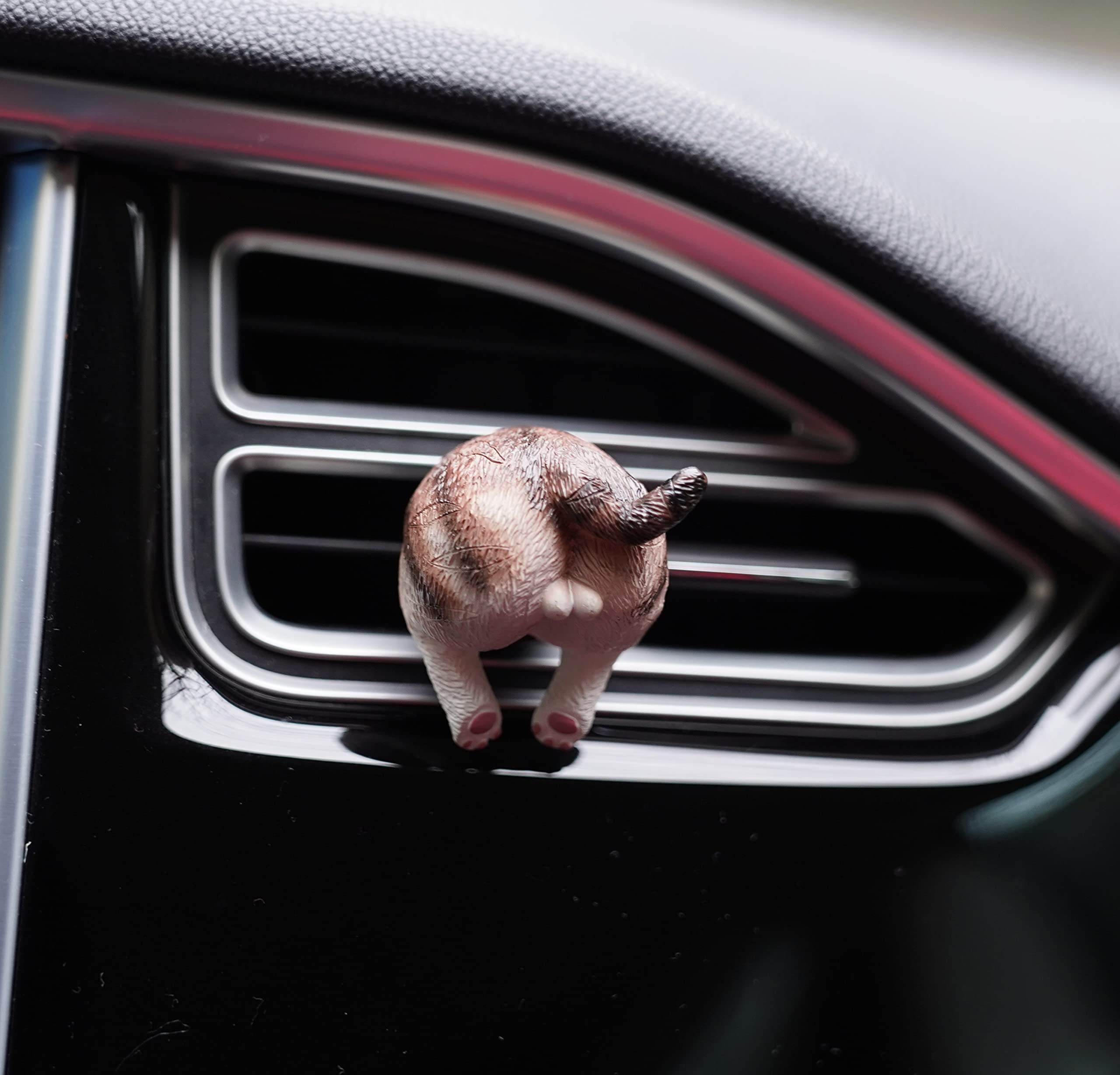 Funny Cat Butt Car Air Vent Clip with Natural Scent Tablet & Refill - Car Air Freshener & Aromatherapy Accessory for Vehicle Interior Decoration | Perfect for Pet Lovers & Humor Car Decor