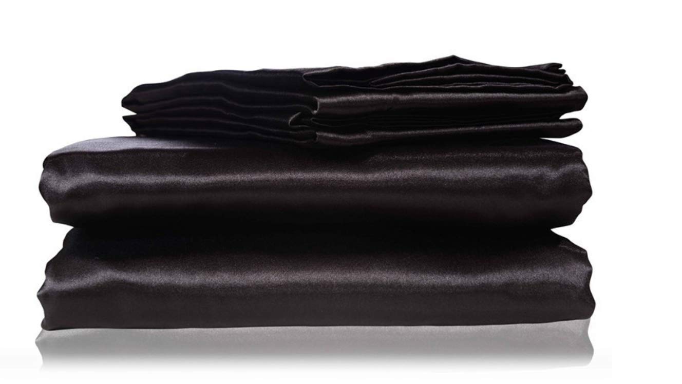 DECOLURE Satin Sheets Twin Size (4-Piece Set, 8 Color Options) - Silky Soft Satin Bedding Set with Fitted Sheet & Pillowcases - Luxurious Black Satin Bed Sheets for Ultimate Comfort - Perfect for Bedroom Upgrade, Hotel-Style Luxury, and Gift Giving