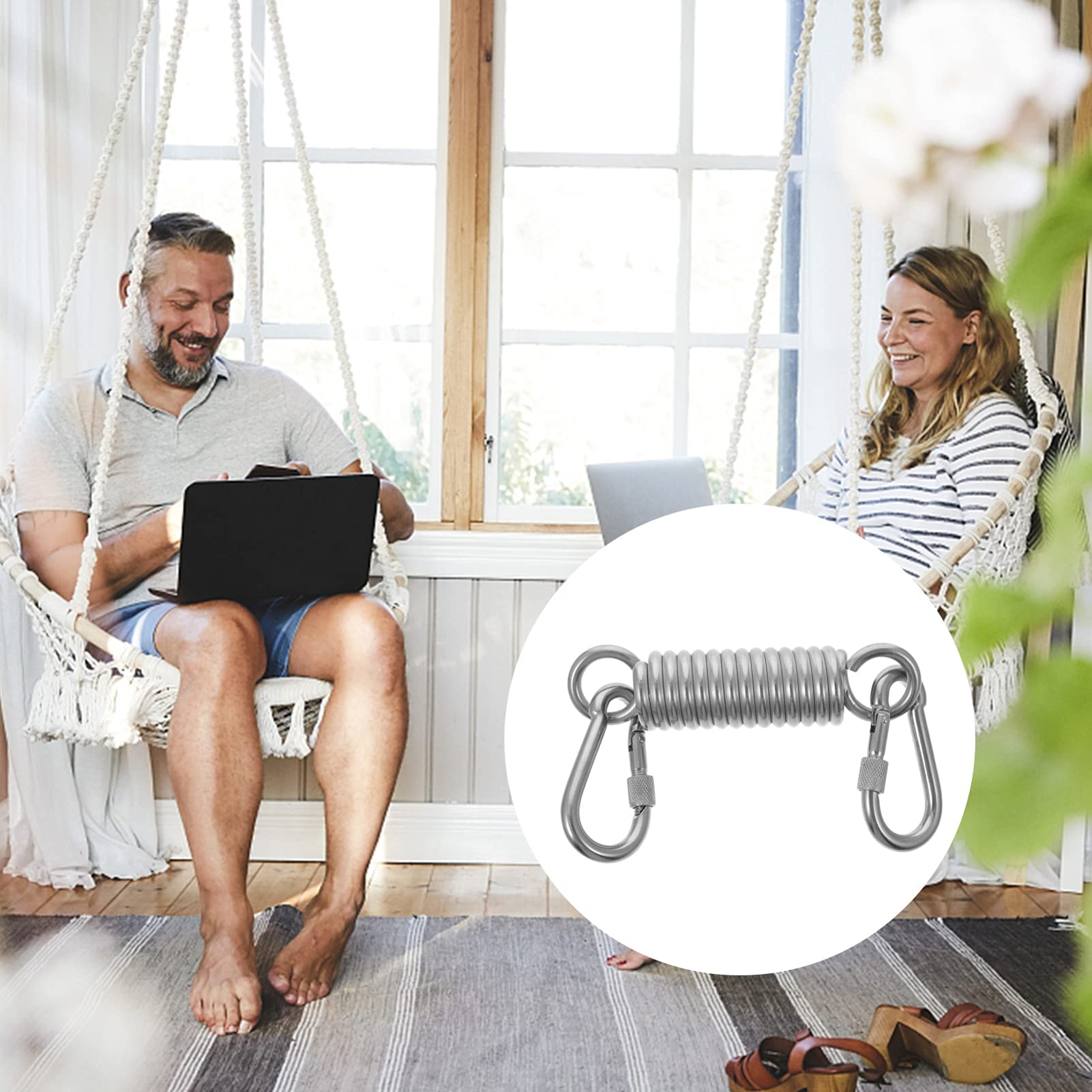 UKCOCO Heavy Duty Retractable Spring Hook Set - Durable Hanging Hooks for Hammocks, Swings, Clothes Racks & Porch (1 Set) - Perfect for Outdoor, Indoor & Garage Organization