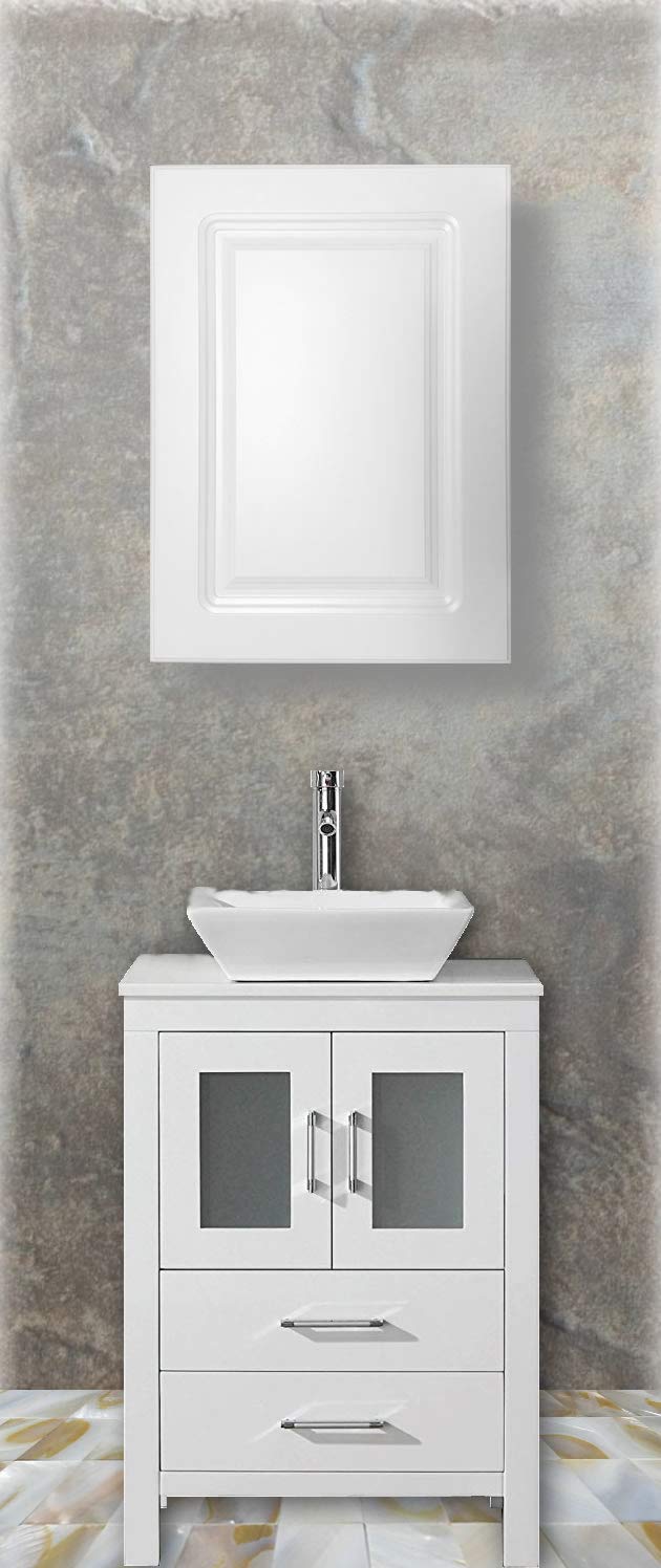 White Recessed Medicine Cabinet with Adjustable Shelves - 16