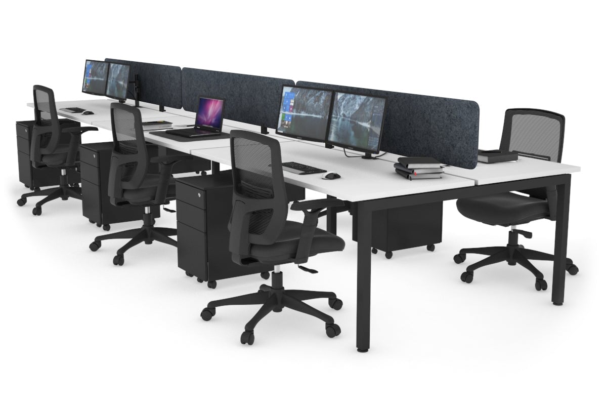 Quadro Square Legs 6-Person Office Workstation Desk [1600L x 700W] - Perfect for Team Collaboration & Open Office Spaces