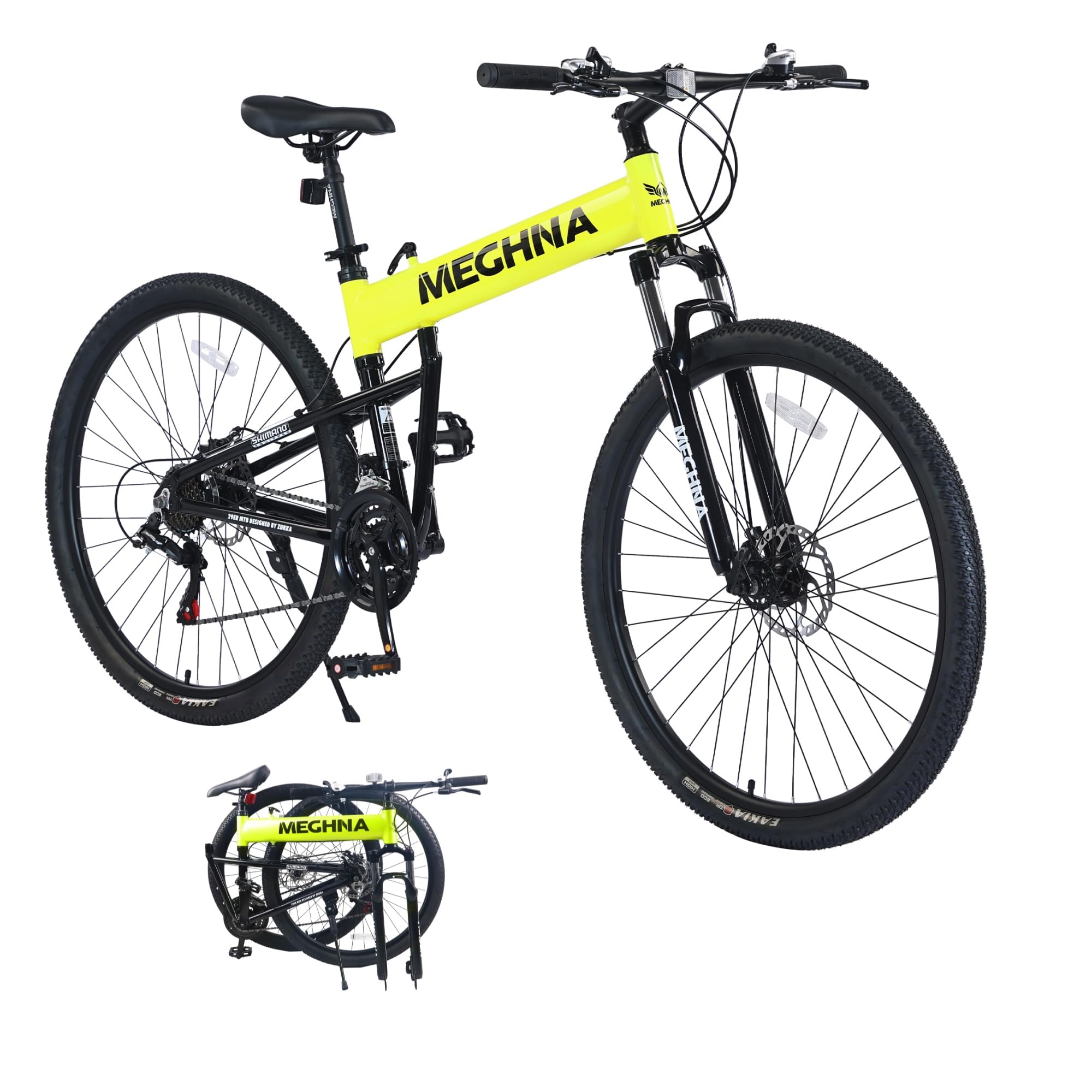 29 Inch Folding Mountain Bike for Adults - 21 Speed, Dual Disc Brakes, Lightweight Aluminum Alloy Frame - Foldable Bicycle for Men & Women - Perfect for Commuting, Trail Riding & Outdoor Adventures