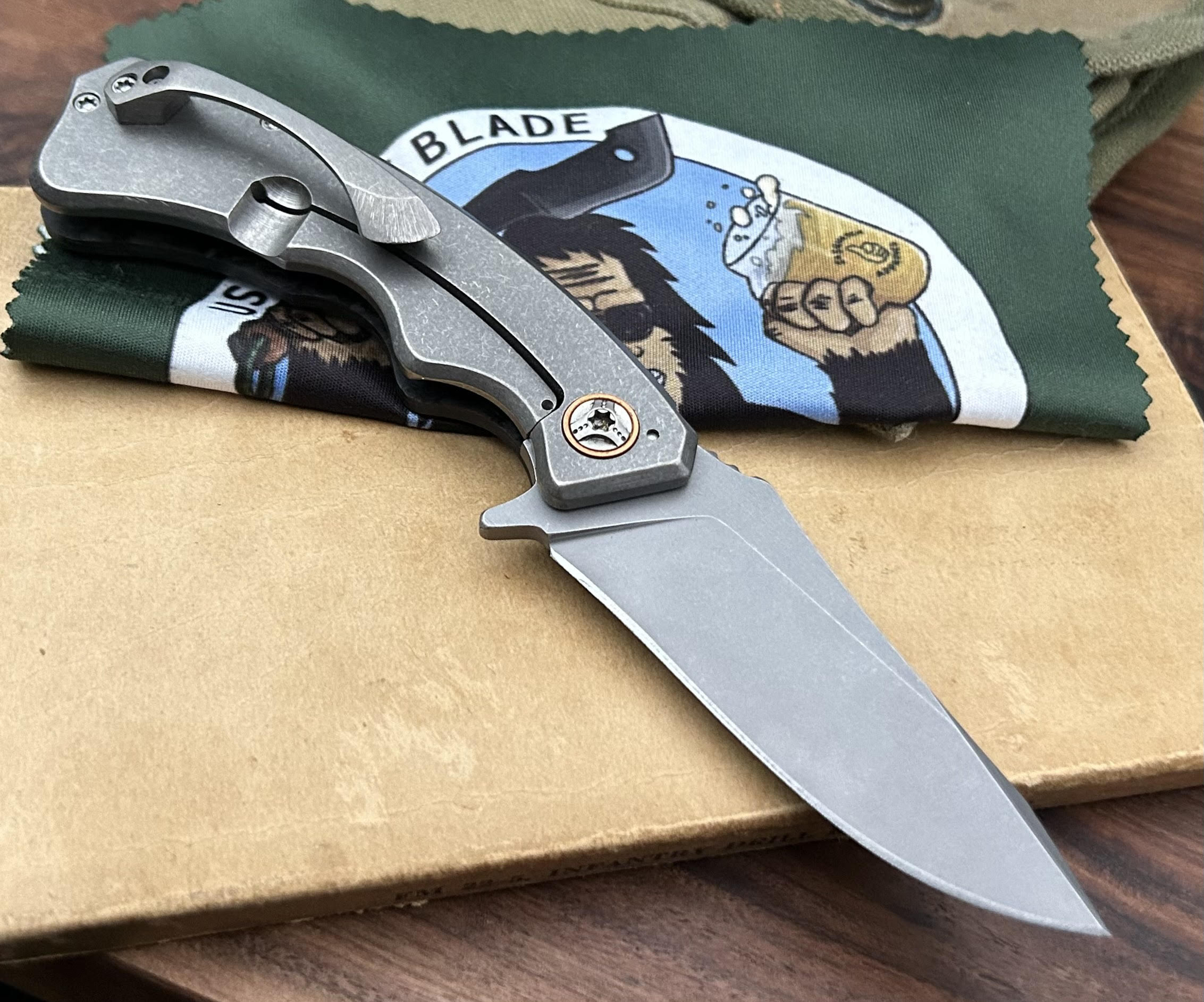 Wilmont Mini PRSA Folding Knife - Carbon Fiber & Titanium Framelock, S35VN Blade with Copper Pivot Collar - EDC Pocket Knife for Outdoor, Camping & Everyday Carry