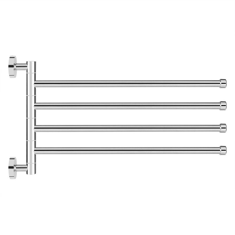 Stainless Steel Rotating Towel Rack - Wall Mounted Hanger Holder with Hooks for Kitchen, Bathroom & Home Organization | Space-Saving Storage Solution for Towels, Robes & Clothes
