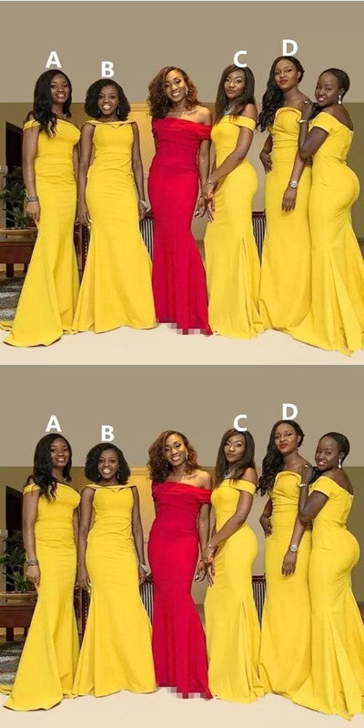 Elegant Mismatched Mermaid Yellow Long Bridesmaid Dresses - WG1195 | Perfect for Beach Weddings & Formal Events