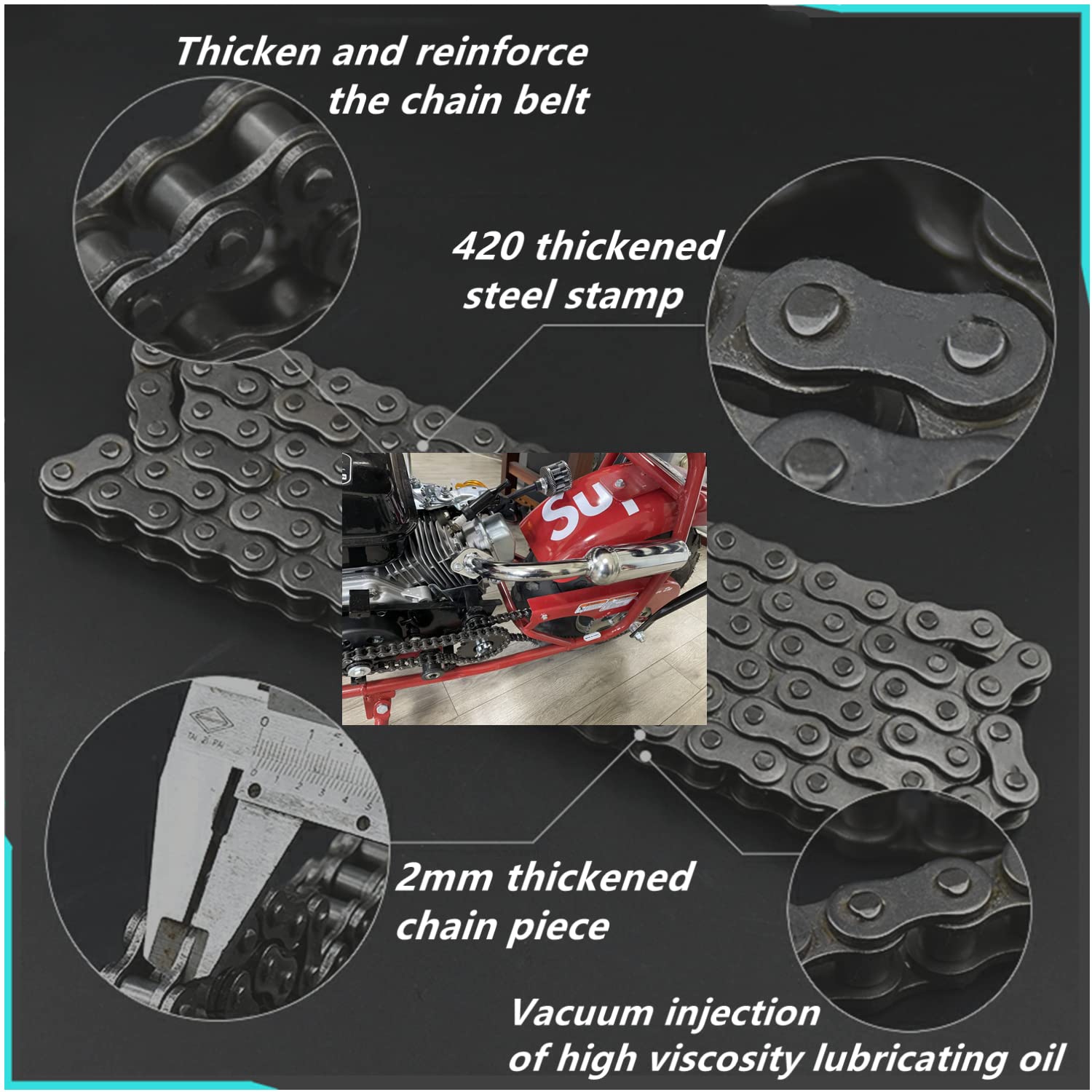 420-42L + 90L Heavy Duty Roller Chain - Industrial Grade Bicycle & Motorcycle Drive Chain for Bikes, Scooters, and Machinery - Perfect for DIY Repairs and Mechanical Projects