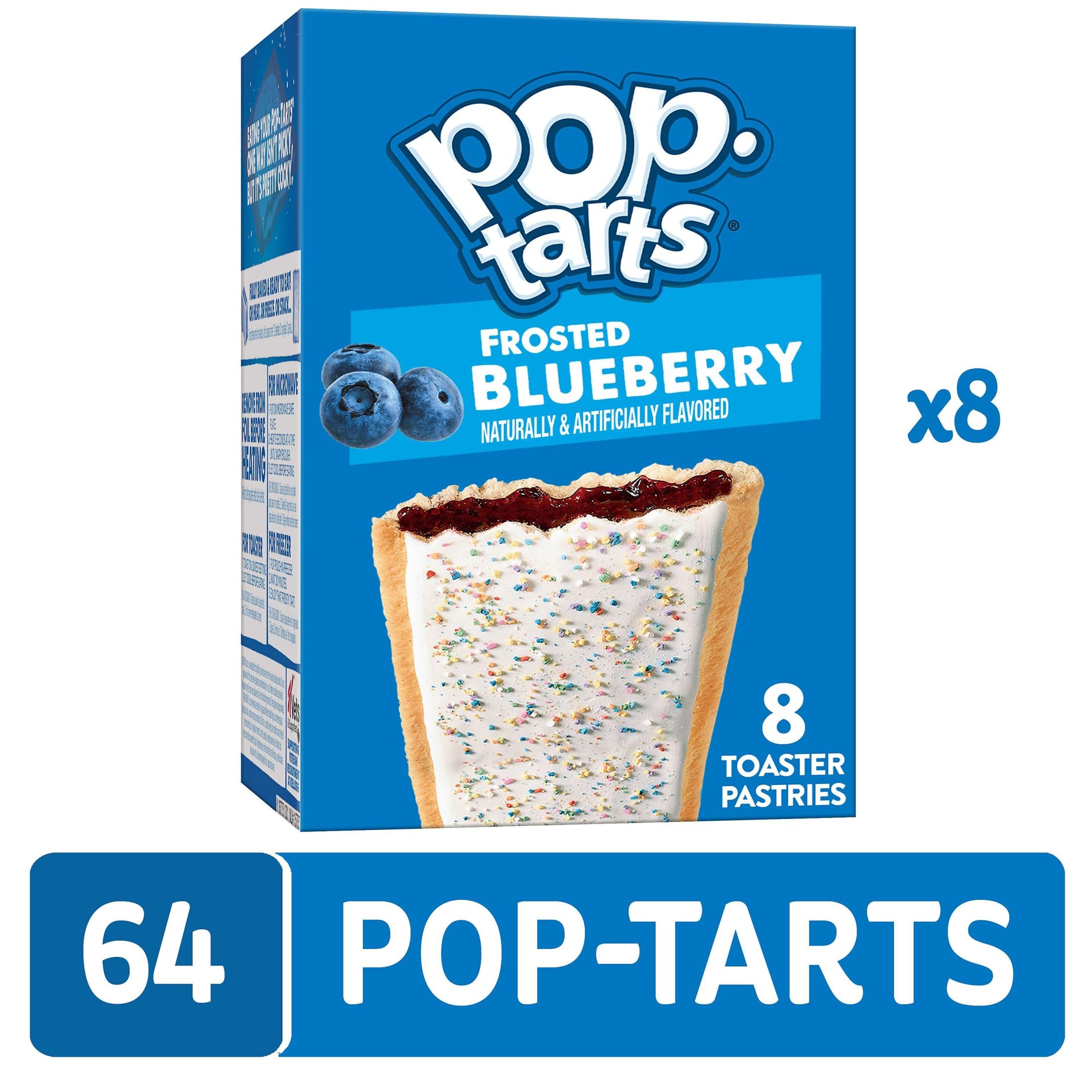 Pop-Tarts Frosted Blueberry Toaster Pastries - 64 Count | Breakfast Food, Kids Snacks, Quick Breakfast On-The-Go | Perfect for School Lunches, Office Snacks & Road Trips