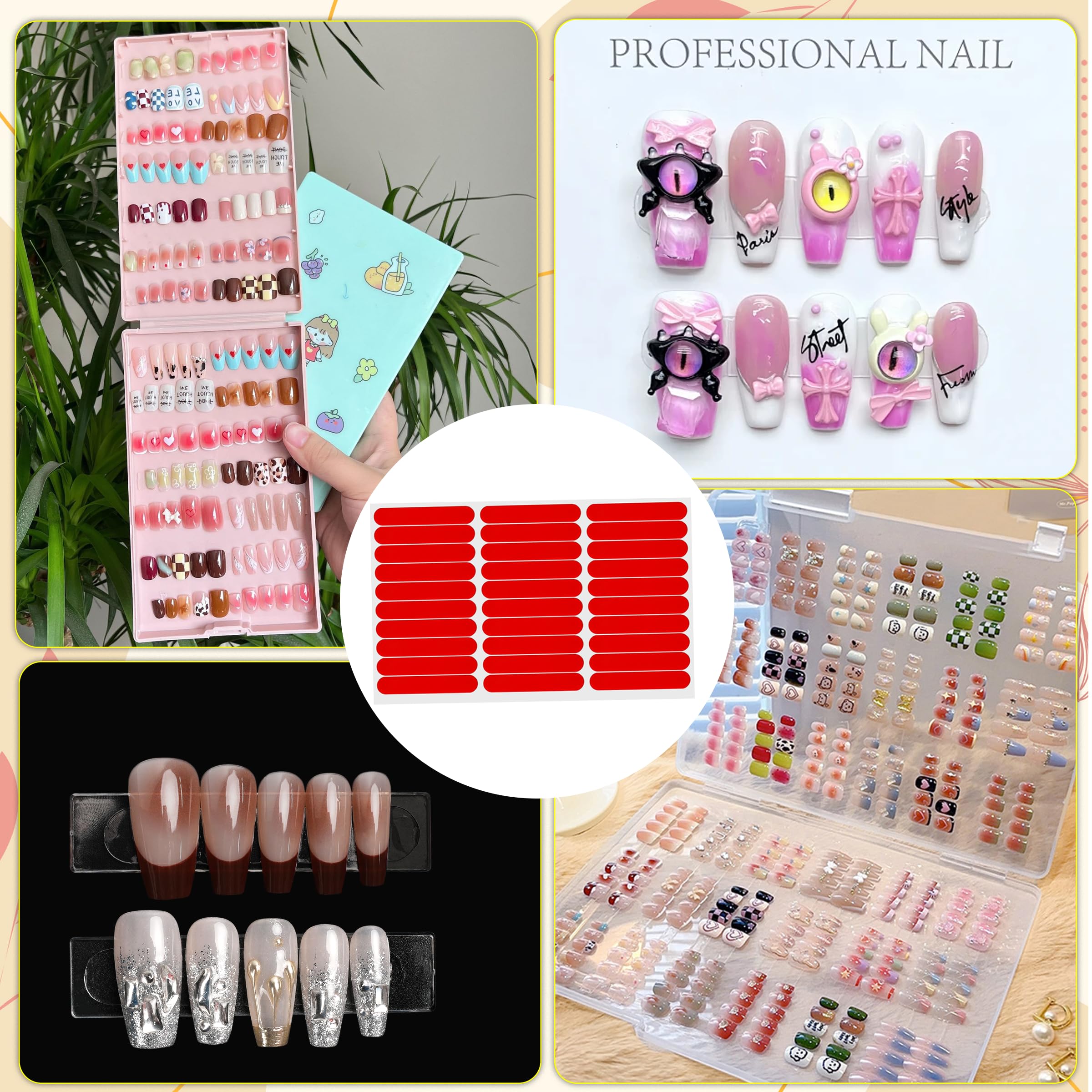 12 Sheets Double Sided Tape for Press on Nails - Strong Clear Adhesive Mounting Tape for Nail Display & Packaging Supplies - Perfect for Salon, Home Manicure & Nail Art DIY Projects