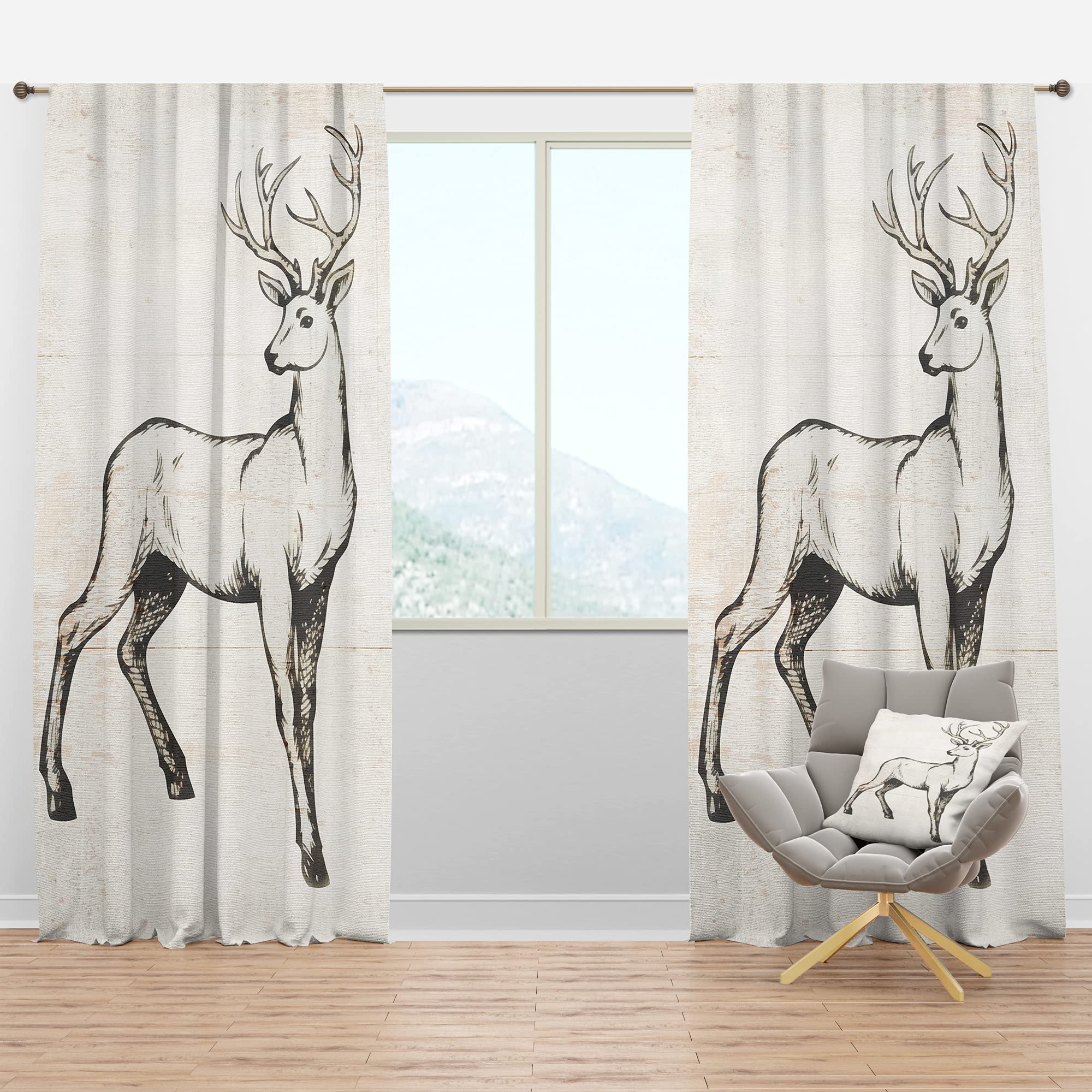 DesignQ Blackout Curtains 'Deer Wild and Beautiful VI' - Thermal Insulated Single Panel Window Drapes (52x108 inches) for Bedroom & Living Room - Perfect for Light Blocking, Privacy & Energy Efficiency