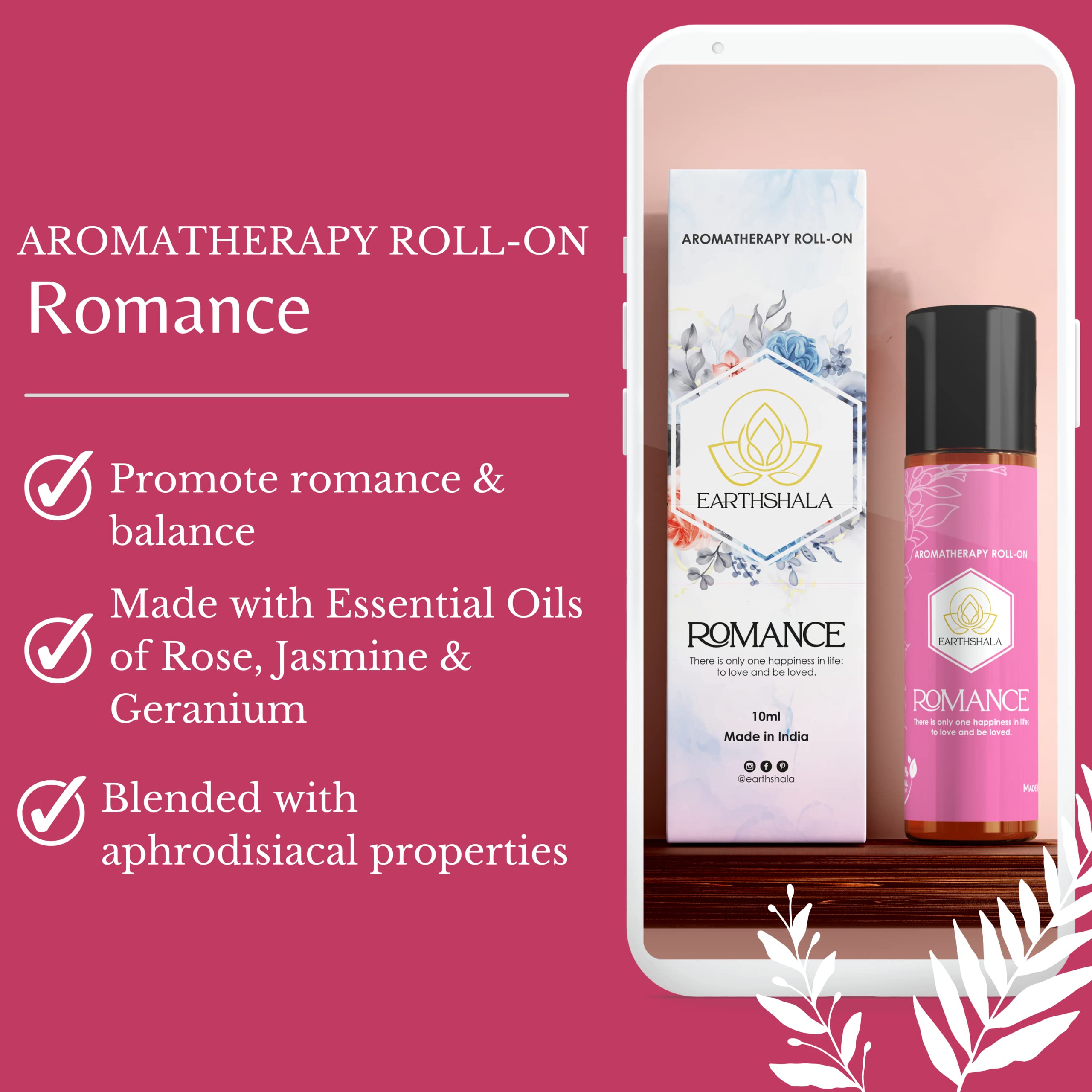 Romance Natural Aromatherapy Roll-On Essential Oil Blend for Sensual Mood & Relaxation - Perfect for Date Nights, Massage & Stress Relief