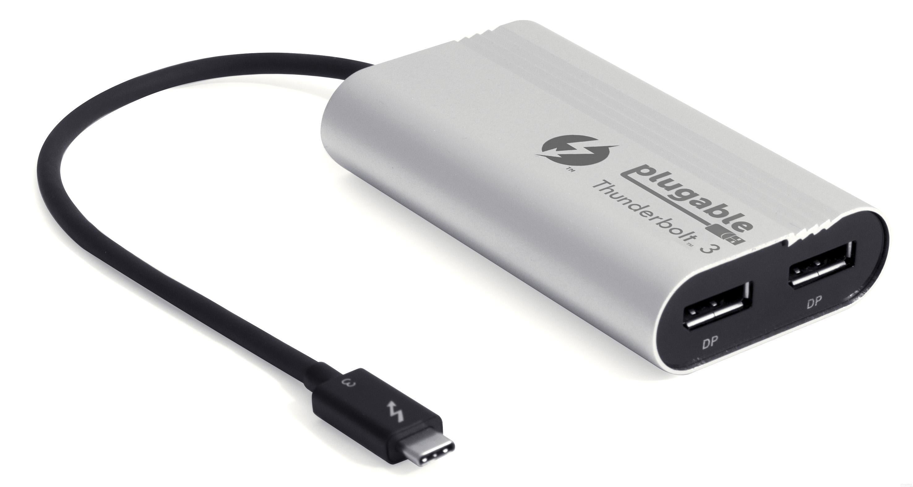 Plugable Thunderbolt 3 to Dual DisplayPort Adapter for MacBook Pro & Air - Connect 2 Monitors for Work & Gaming Setup