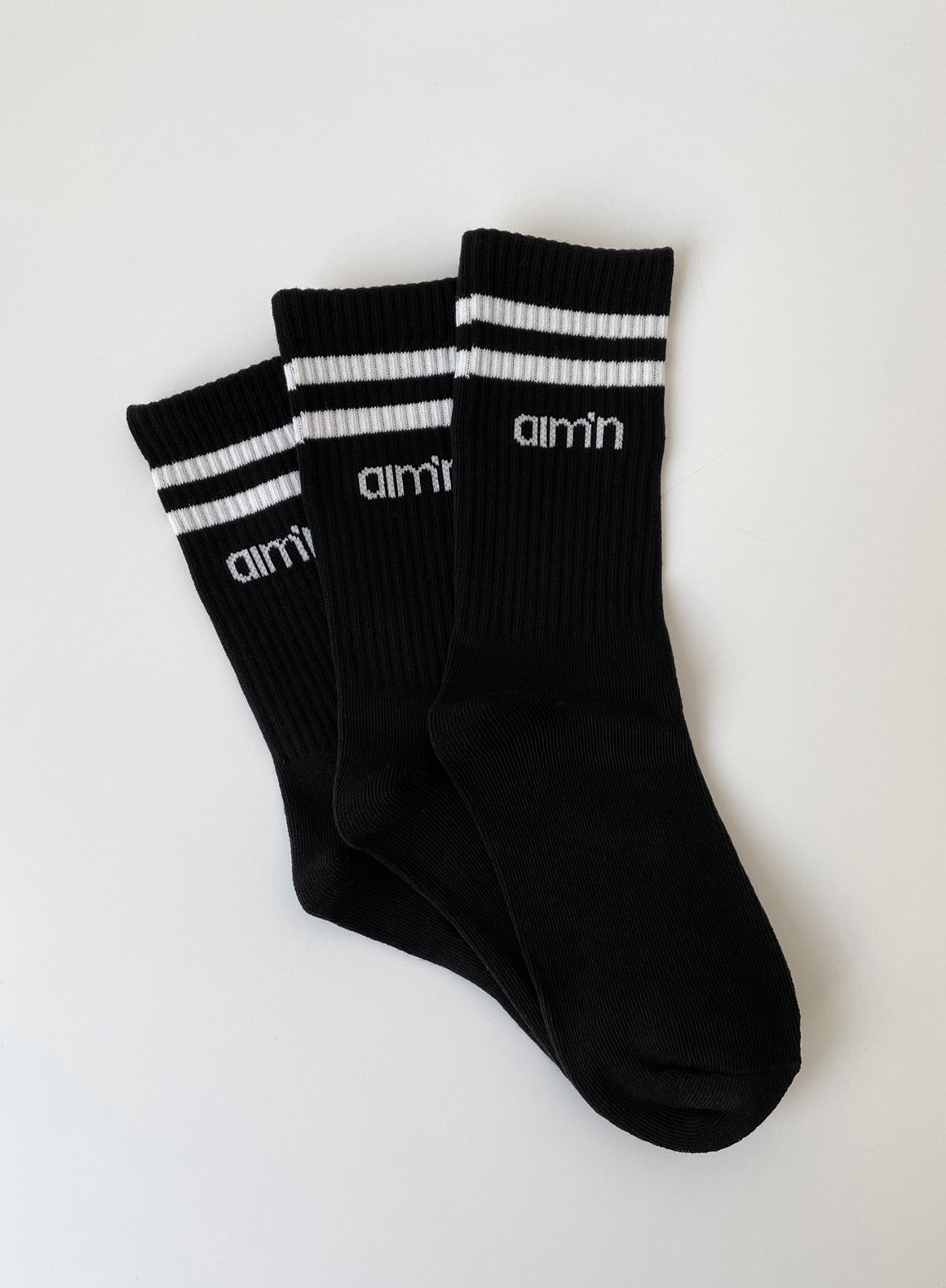 Black Aim High Socks 3 Pack - Athletic Compression Socks for Running, Basketball & Workout - Moisture Wicking & Arch Support