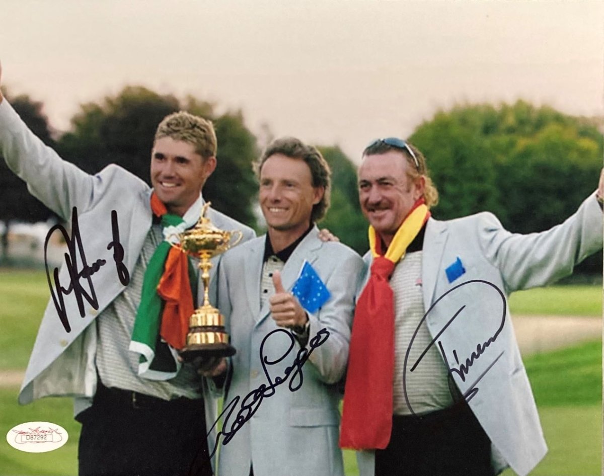 Harrington Langer Angel Jimenez Signed 8x10 PGA Golf Photo with JSA COA - Collectible Autographed Sports Memorabilia for Golf Fans & Man Cave Decor