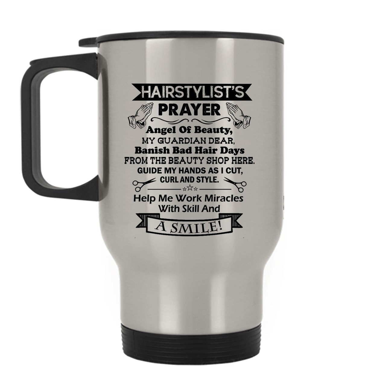 Stylist Travel Mug - Stainless Steel Insulated Coffee Cup for Hairdressers & Barbers - Silver - Perfect for Salon, Travel & On-the-Go Professionals