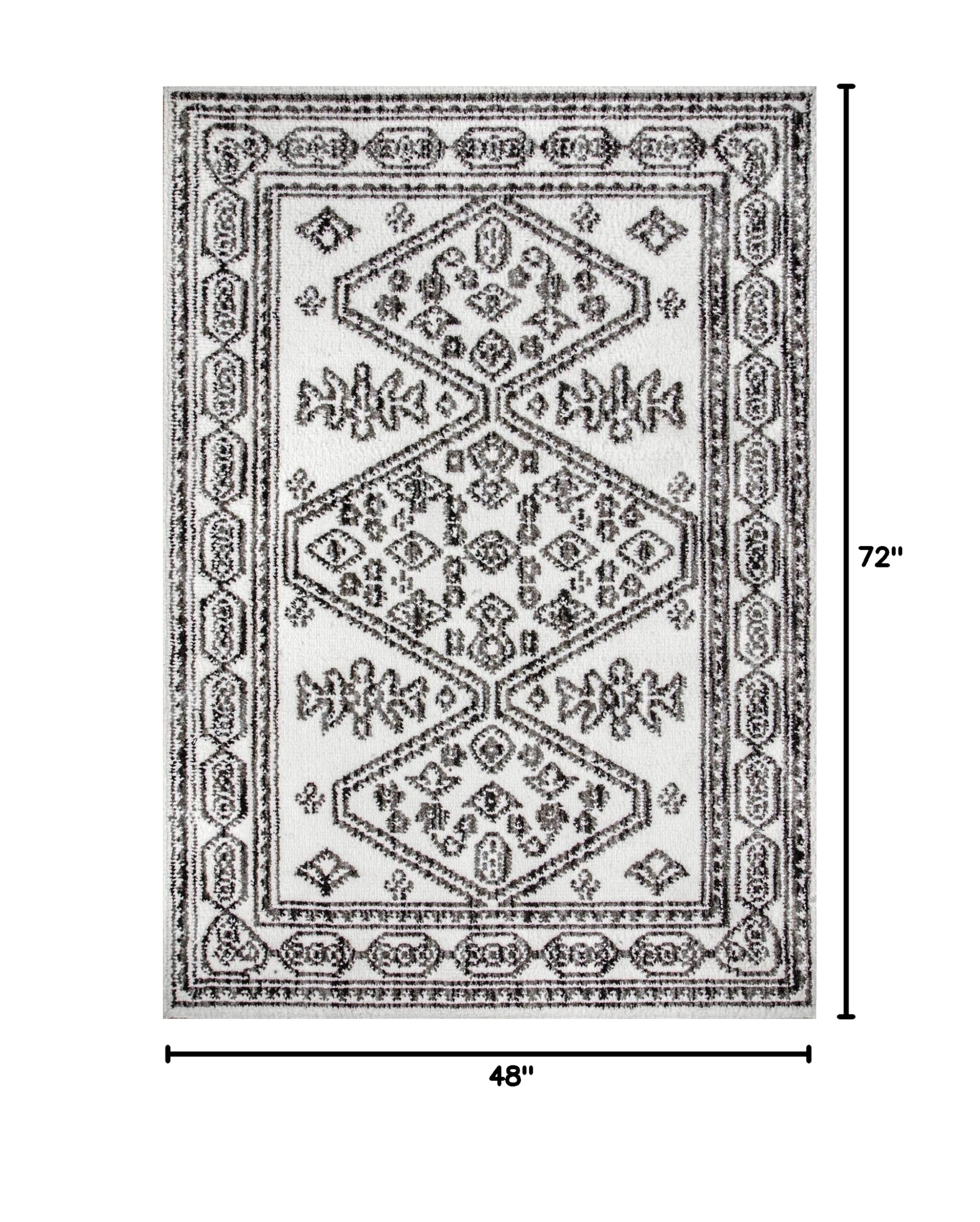 nuLOOM Tamar Medallion Area Rug 4' x 6' Grey Rectangular - Soft Living Room Rug for Bedroom, Dining Room & Home Decor