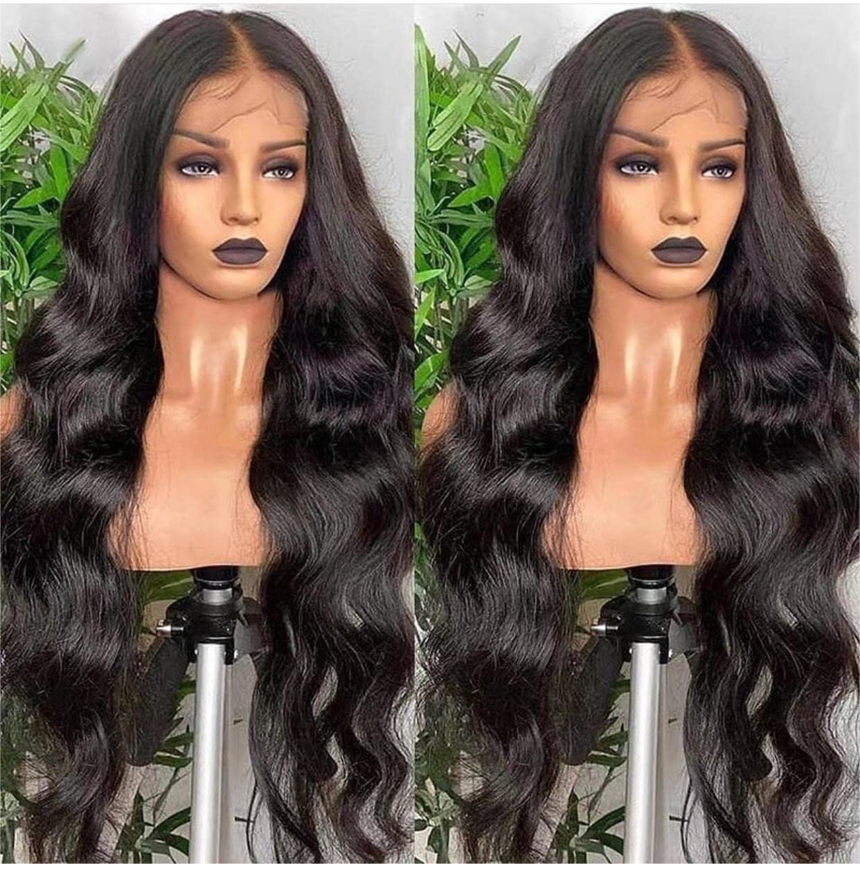 250 Density 13x4 HD Lace Front Human Hair Wig - Pre Plucked Glueless Body Wave Wigs with Bleached Knots | 20 Inch Natural Black Women Frontal Wig for Daily Wear, Parties & Special Occasions