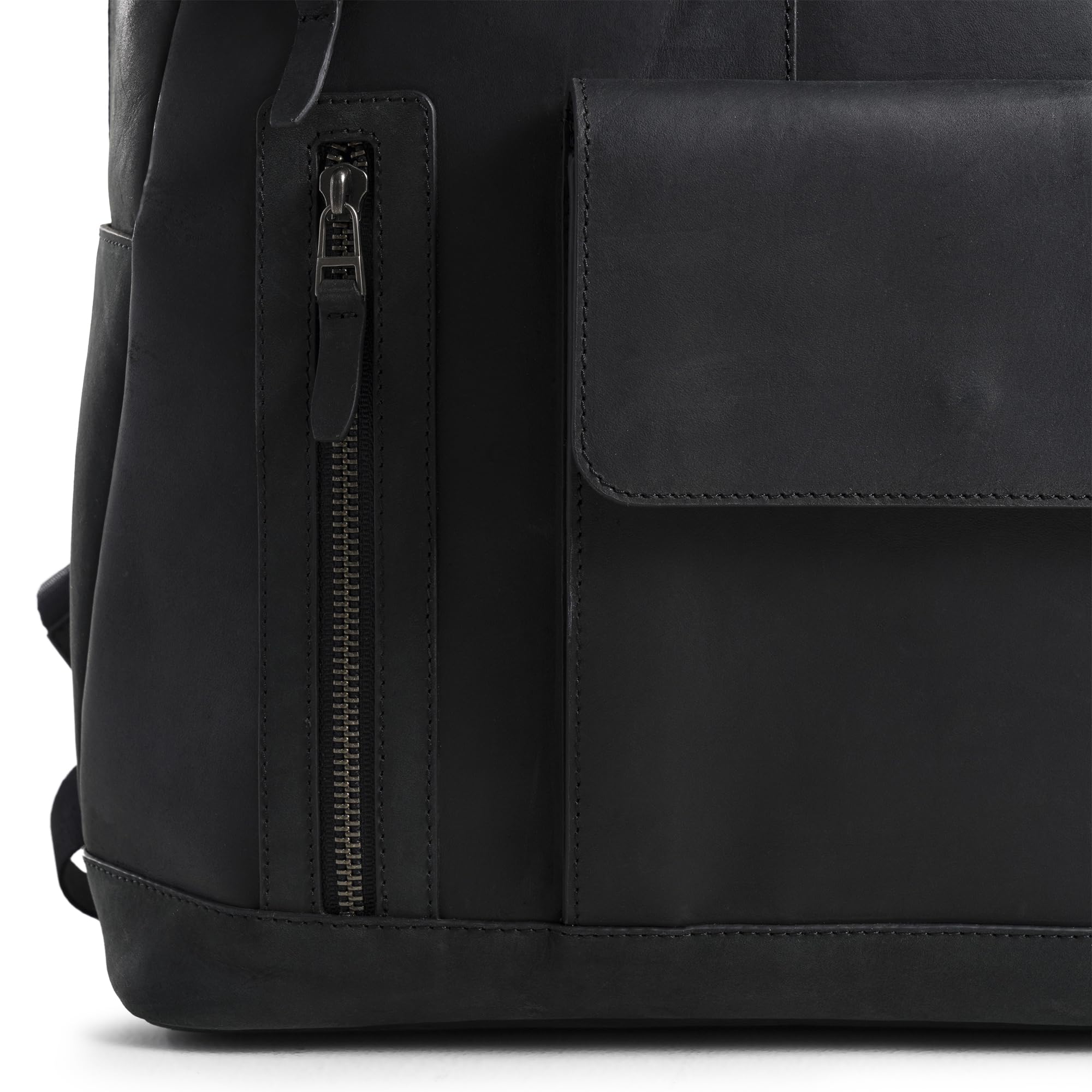 VELEZ Premium Black Top Grain Leather Backpack for Men & Women - 17 Inch Laptop Bag with Large Capacity - Stylish Casual Daypack & Business Travel Computer Bag - Perfect for Work, School, Commuting & Outdoor Adventures