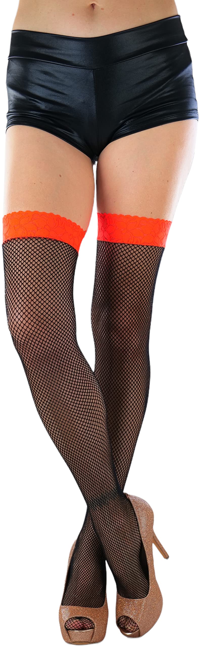 Stylish Women's Fishnet Thigh High Stockings - Bright & Vibrant Fashion Hosiery for Parties, Cosplay & Night Out