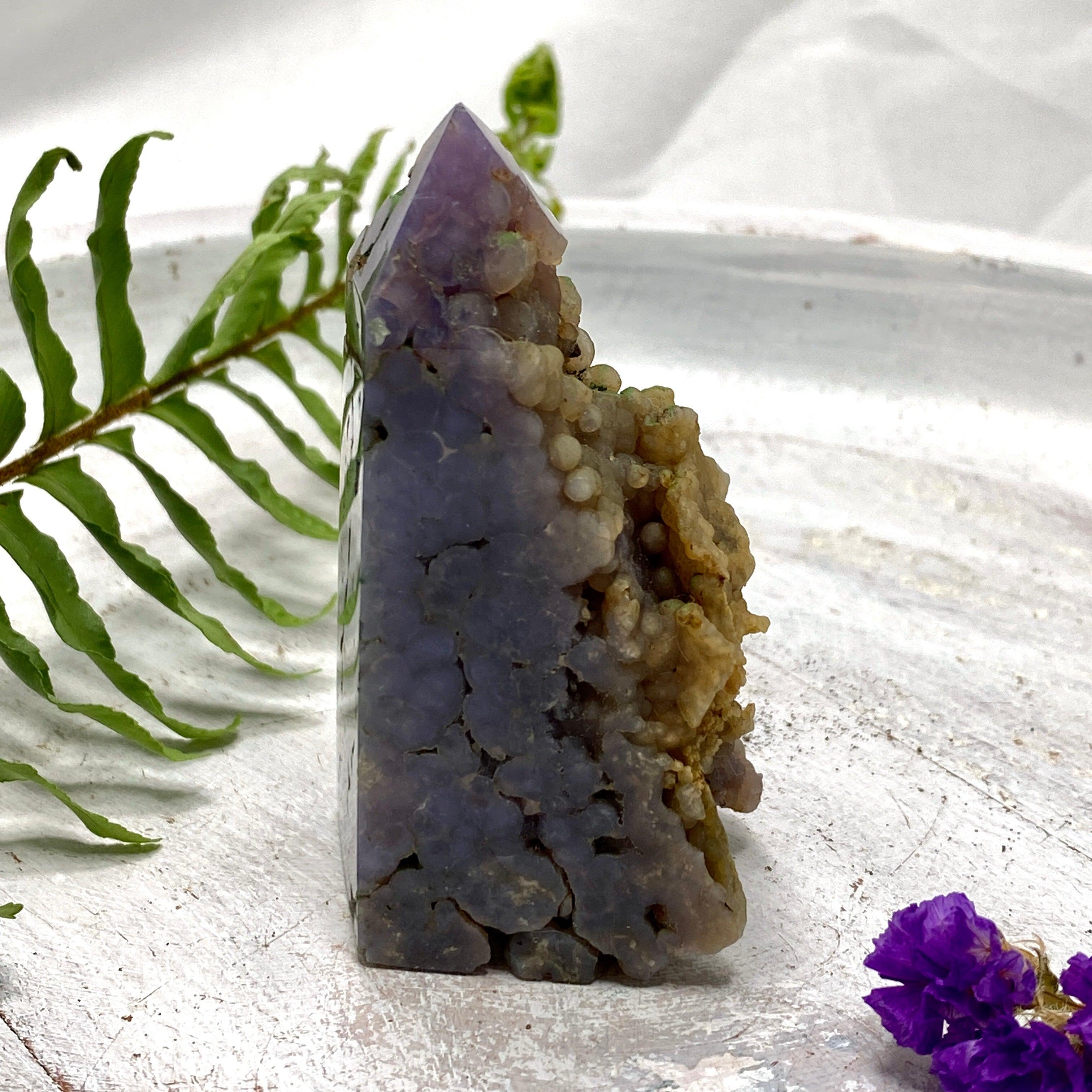 Natural Grape Agate Point - GAP 02 Healing Crystal for Meditation, Reiki & Energy Work - Perfect for Home Decor, Spiritual Gifts & Crystal Collections