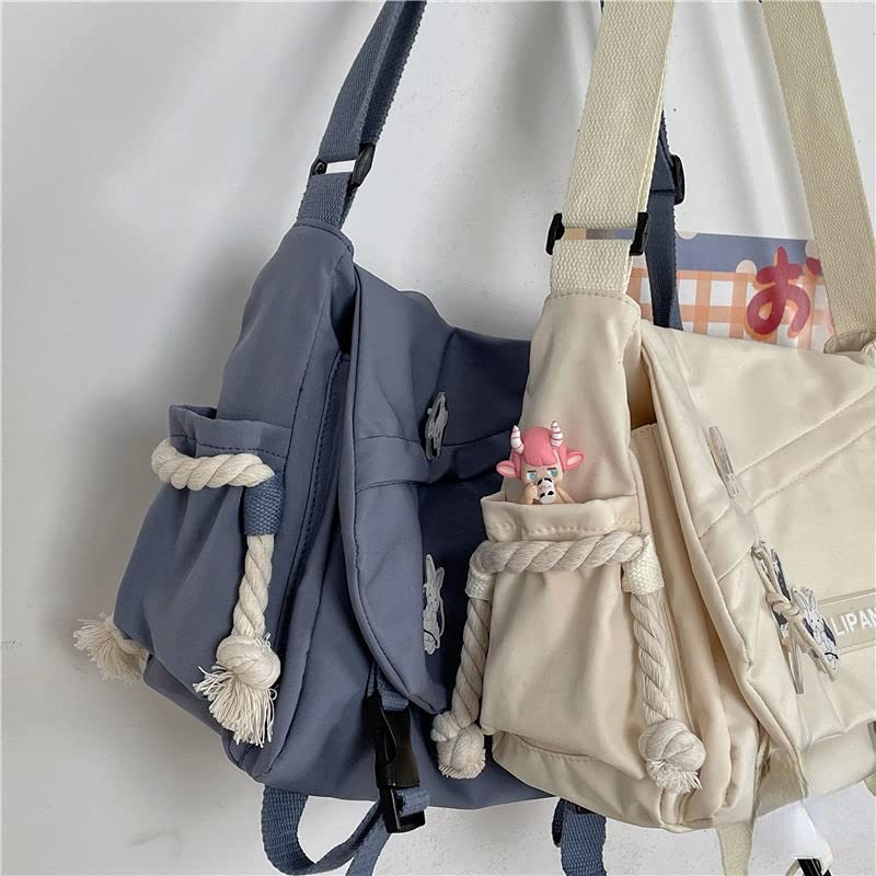PBKABIUG Stylish Nylon Messenger Bag for Women - Kawaii Crossbody Shoulder Bag with Cute Accessories, Aesthetic Tote Purse | Perfect for School, Work, Travel & Daily Use
