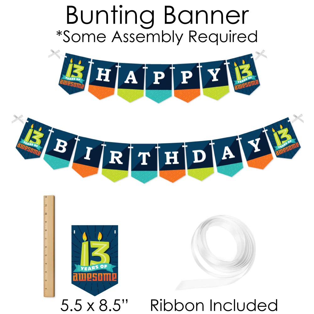 Big Dot of Happiness 13th Birthday Party Decorations Kit - Teen Boy Banner & Photo Booth Props - Official Doterrific Bundle for Teenager Celebrations | Perfect for Birthday Parties, Photo Backdrops & Social Media Posts