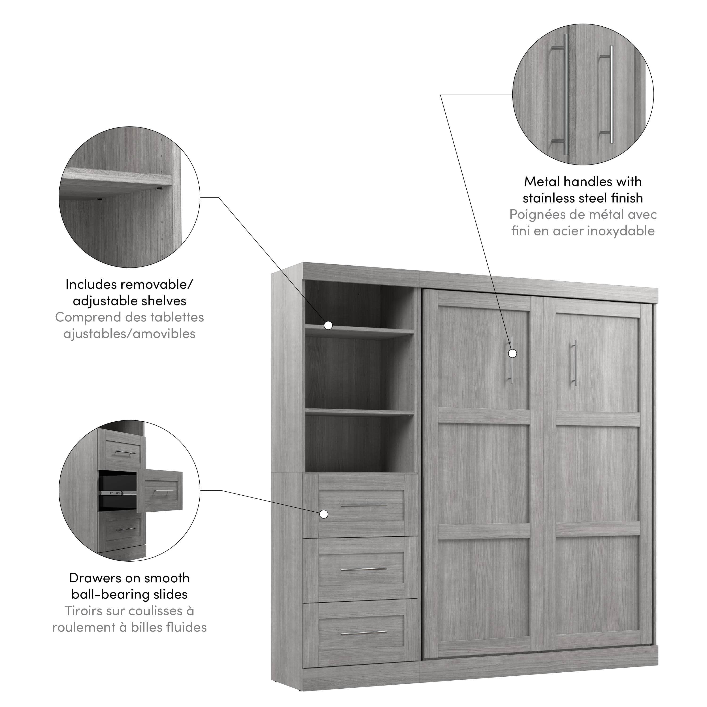 Pur Full Murphy Wall Bed with Storage Drawers - 84