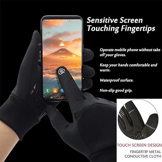 Waterproof Winter Gloves for Men & Women - Thermal Insulated Windproof Touchscreen Compatible Cold Weather Gloves - Perfect for Skiing, Snowboarding & Outdoor Activities