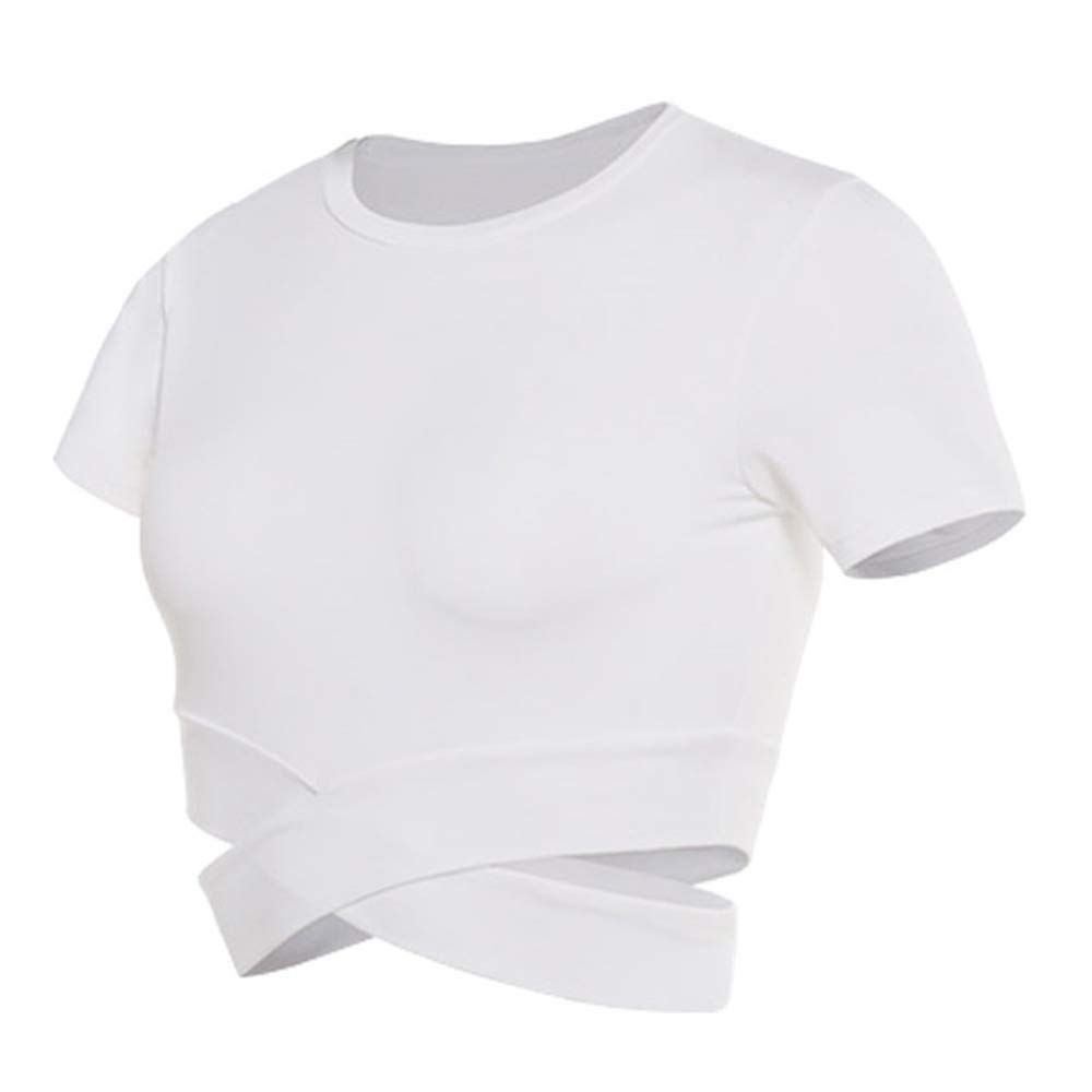 Gihuo Women's Quick Dry Short Sleeve Workout Top - Breathable Athletic Yoga Crop Tee for Gym, Running & Fitness | Perfect for Yoga, Pilates & Summer Sports