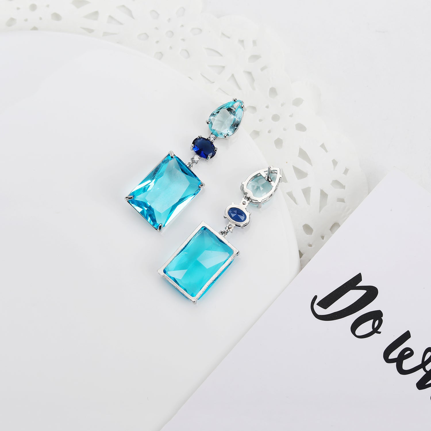 Square Cubic Zirconia Dangle Wedding Earrings for Women - Elegant Bridal Jewelry Gift - Perfect for Weddings, Parties & Special Occasions