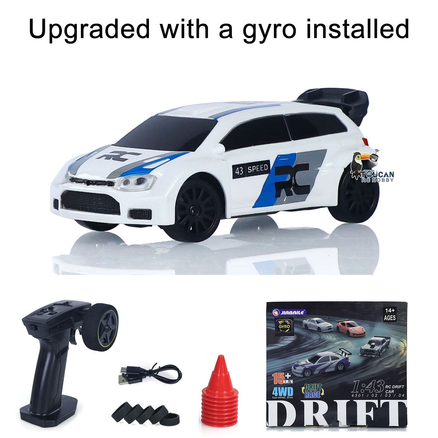 2.4GHz Mini RC Drift Car - 1/43 Scale High Speed 4WD Remote Control Racing Vehicle with Gyroscope & LED Lights - Ready to Run Toy Car for Kids & Adults - Perfect for Indoor Racing, Drift Challenges & Backyard Fun (US Stock)
