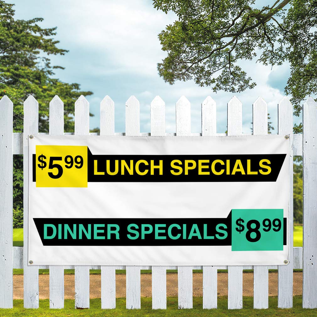 Vinyl Banner - Weatherproof Outdoor Yard Sign with 8 Grommets (48x96 Inches) - Perfect for Restaurant Specials, Food Promotions & Industrial Use - Durable for All Weather Conditions