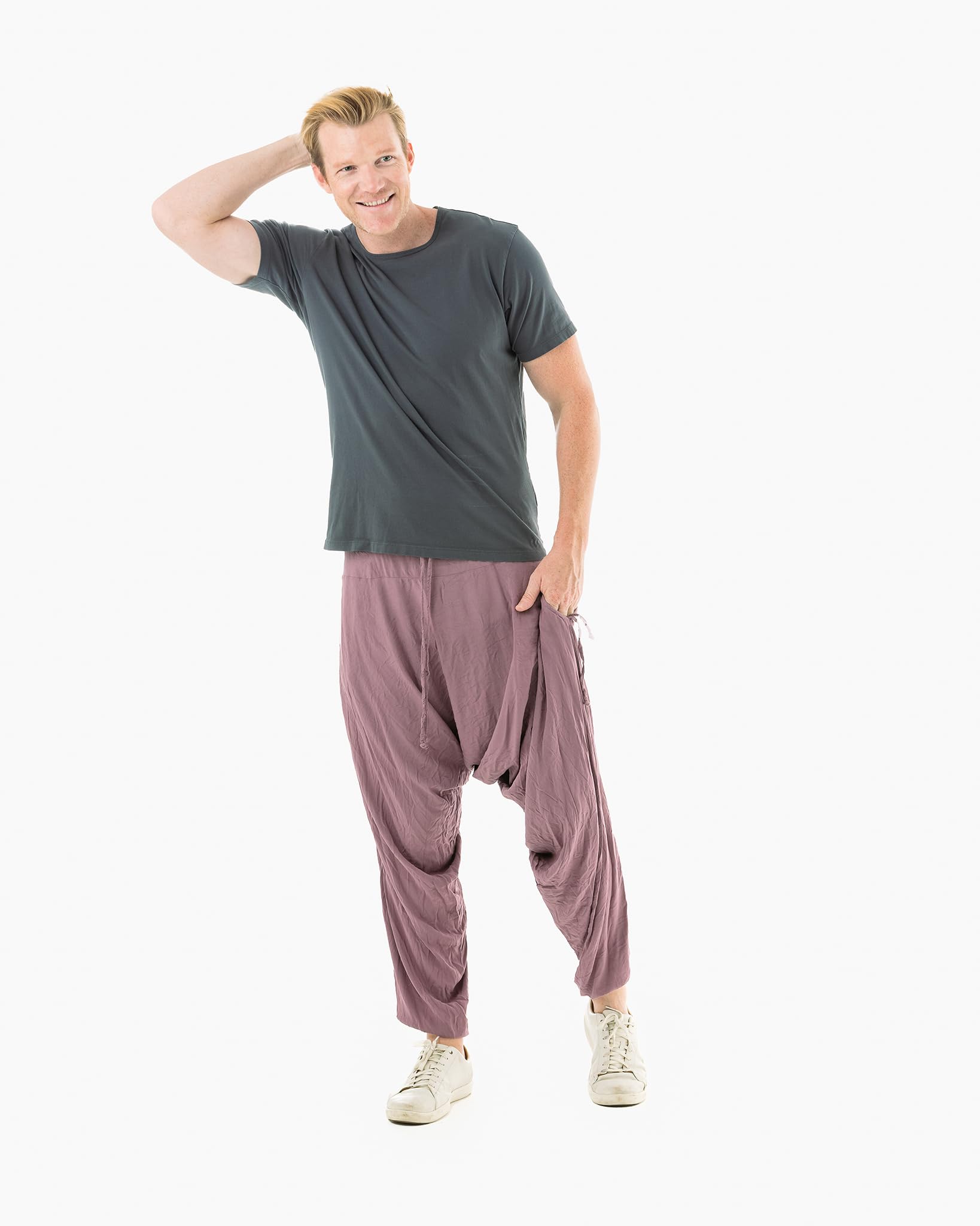 Boho Harem Pants for Women - Loose Lightweight Cotton Summer Pants with Pockets - Casual Beach Yoga Lounge Pants for Vacation, Travel & Relaxation