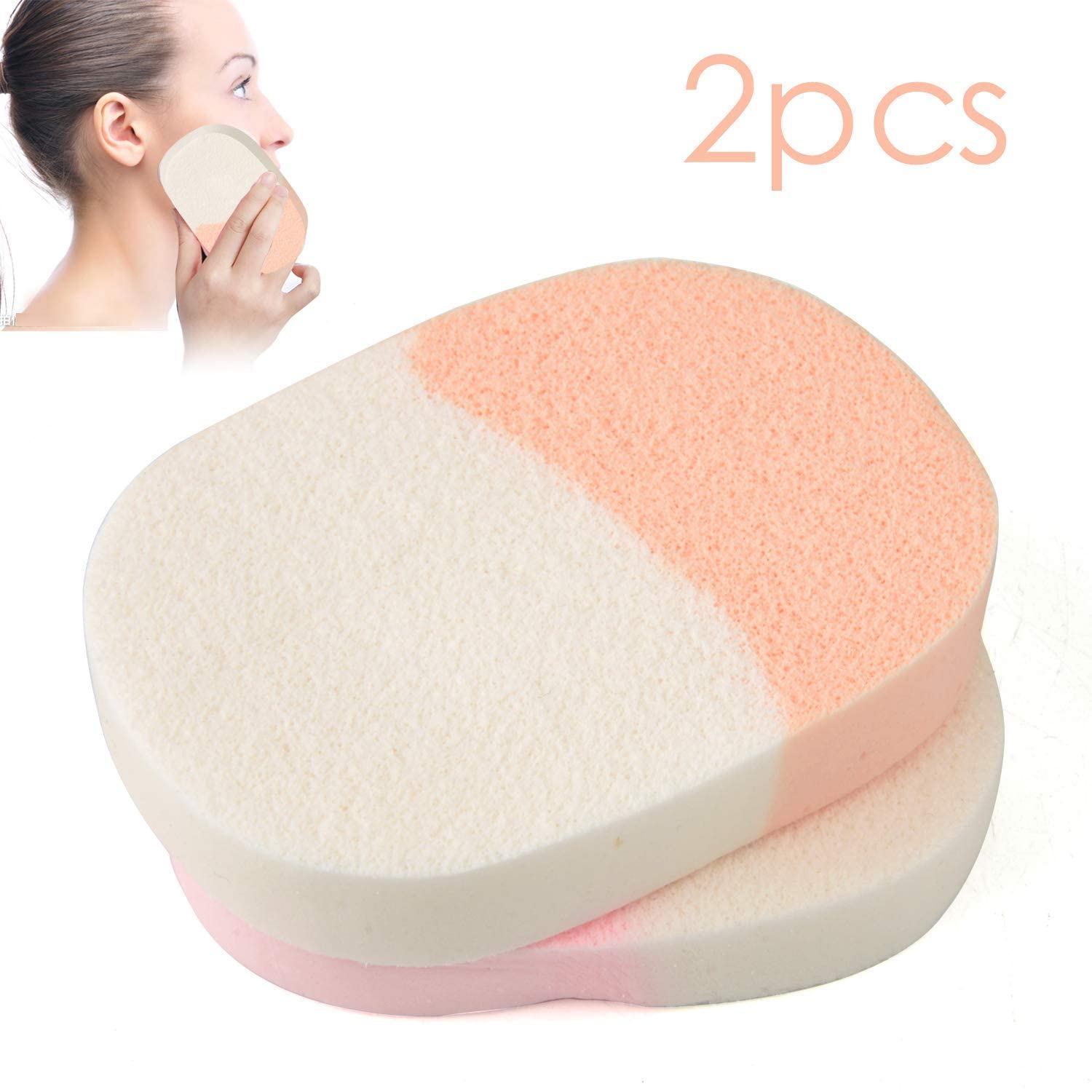 CONNECTWIDE Facial Cleansing Sponge - 2 Pack Makeup Remover Pads, Soft Cosmetic Puff & Foam Producer for Gentle Skin Cleansing - Perfect for Daily Face Wash & Makeup Removal Routine