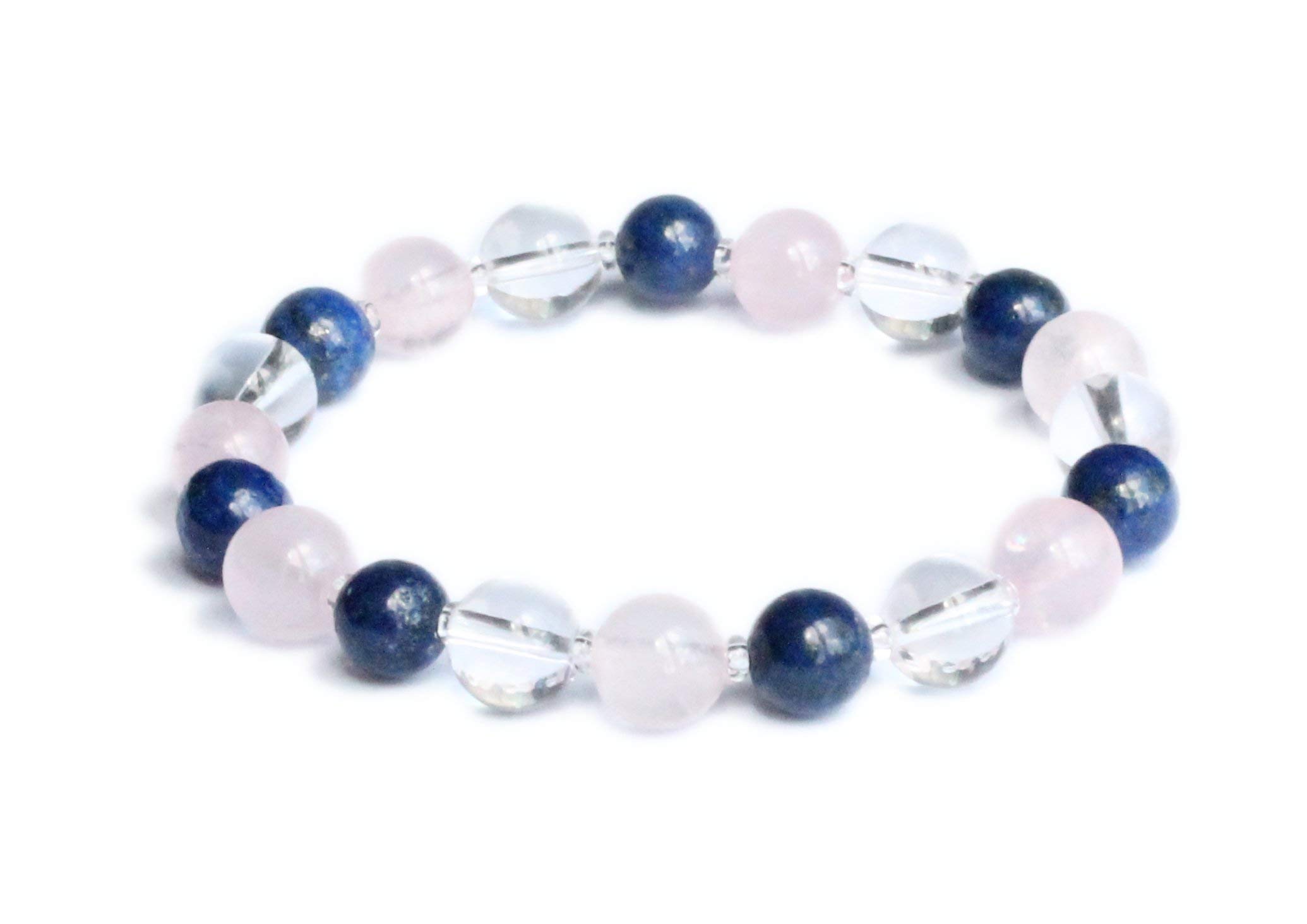 Empath Protection Bracelet with Lapis Lazuli, Clear Quartz & Rose Quartz - Spiritual Healing Jewelry for Perseverance, Stress Relief & Positive Energy - Perfect for Meditation, Yoga & Daily Wear