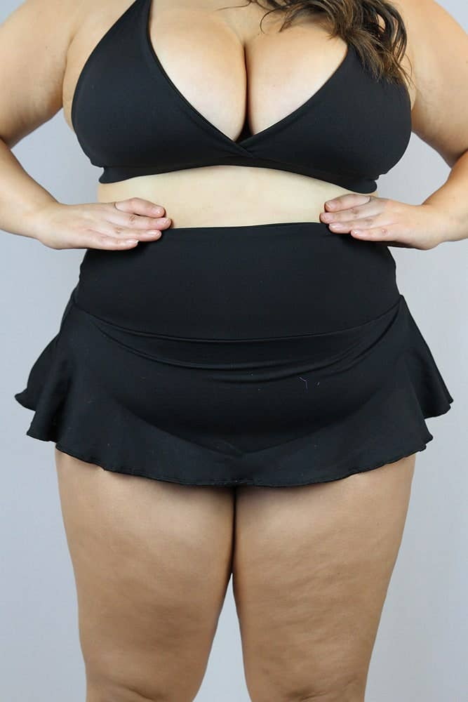 Matte Black Mid Waist Plus Size Skort for Women - Comfortable Athletic Skirt Shorts for Yoga, Running & Casual Wear