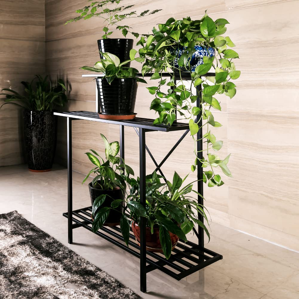 Zhongma 3-Tier Heavy Duty Plant Stand - 660 LBS Capacity Indoor/Outdoor Plant Holder (35.43x17.32x39.37 Inch) - Space-Saving Multi-Level Flower Shelf for Patio, Living Room, Garden & Balcony Decor