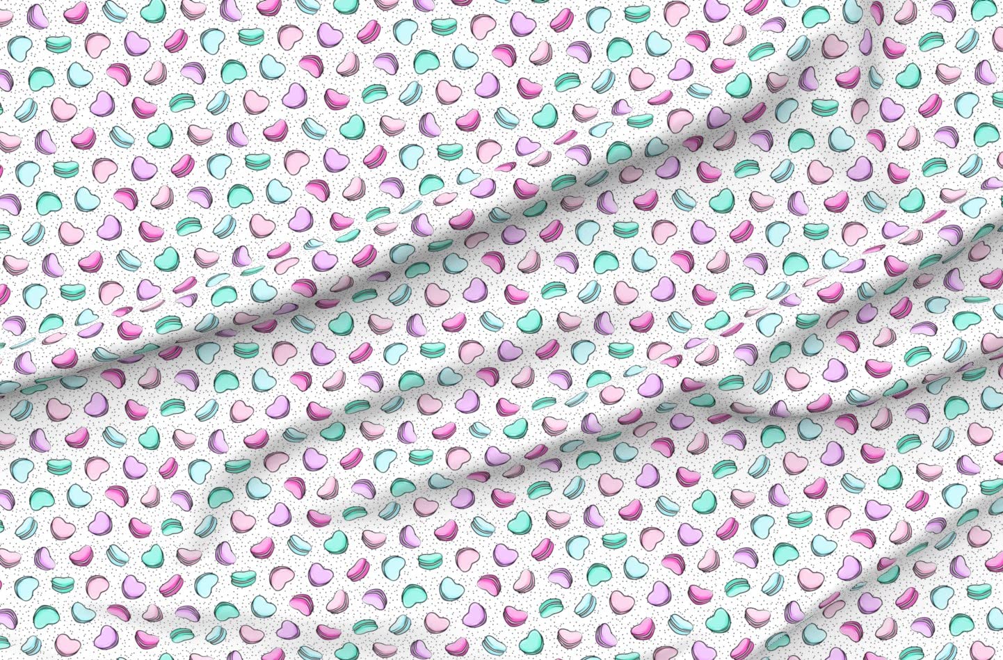 Heart Macarons & Polka Dot Printed Minky Fabric by The Yard - Valentine's Day Small Scale Scatter Pattern for Sewing Baby Blankets, Quilt Backing & Plush Toys | Perfect for DIY Crafts, Nursery Decor & Cozy Home Projects