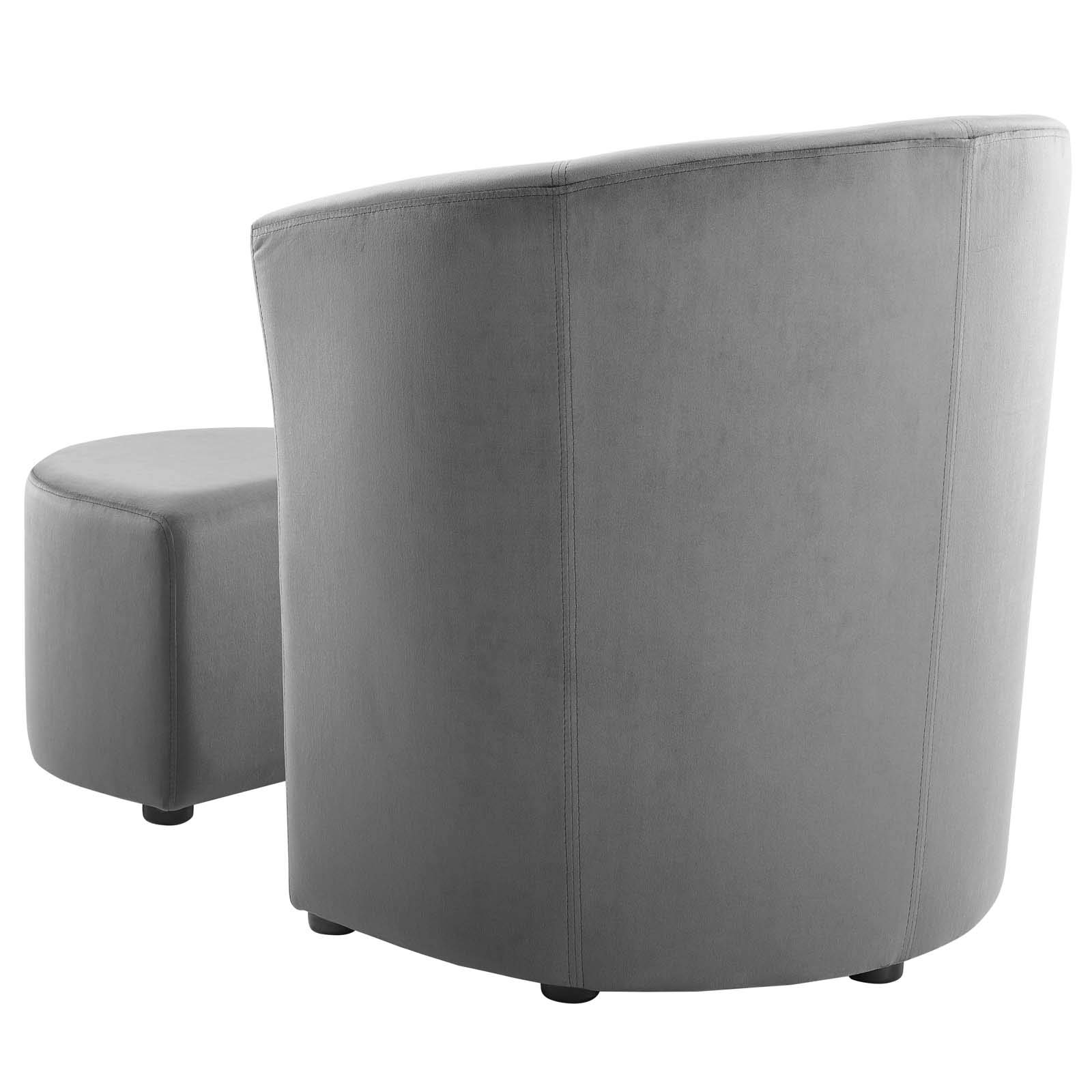 Modern Velvet Accent Chair with Ottoman - Gray Living Room Lounge Lobby Armchair for Home Decor | Perfect for Reading Nook, Bedroom Sitting Area & Office Waiting Room