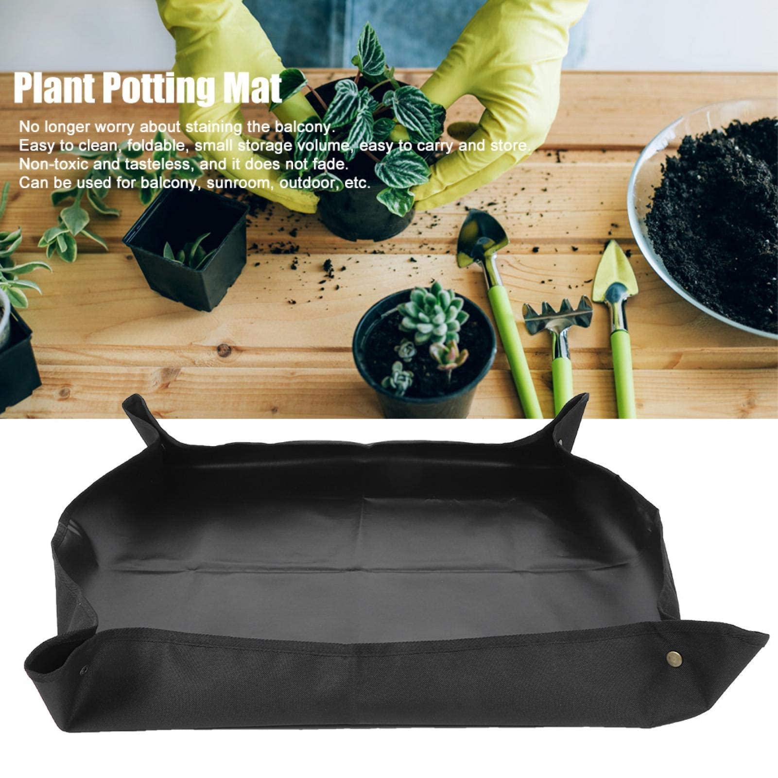 Yosoo Foldable Plant Potting Mat - Black Gardening Repotting Tray for Indoor Plants, Flowers & Succulents | Portable Transplanting Mat for Mess-Free Gardening, Home & Greenhouse Use