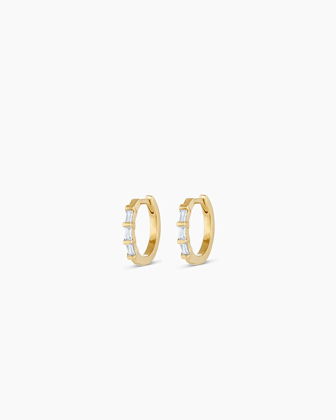Baguette White Sapphire Huggie Earrings – Elegant & Dainty Hoop Earrings for Women | Perfect for Weddings, Parties & Everyday Wear