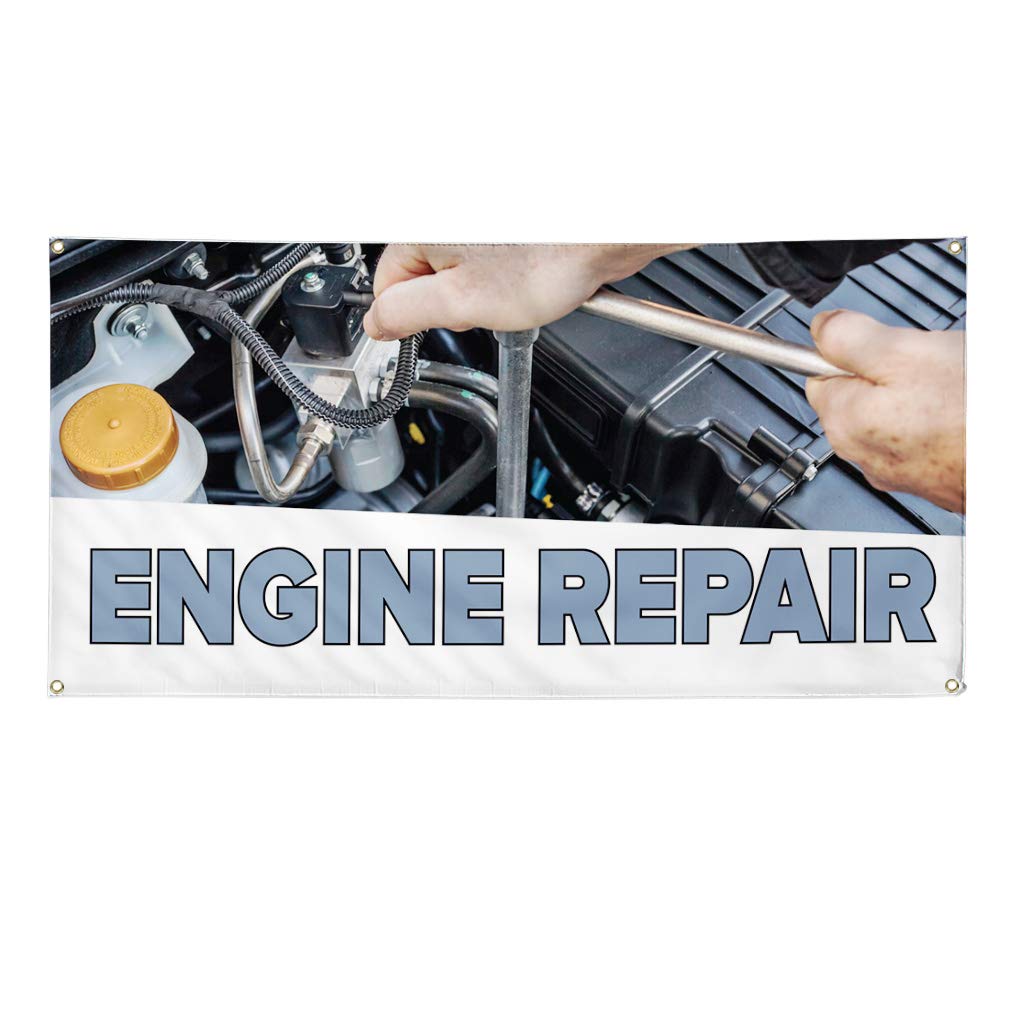 Vinyl Banner - Multiple Sizes (60x144 Inches) for Engine Repair & Outdoor Advertising | Weatherproof Automotive & Industrial Yard Signs with 10 Grommets | Perfect for Car Shops, Construction Sites & Business Promotions