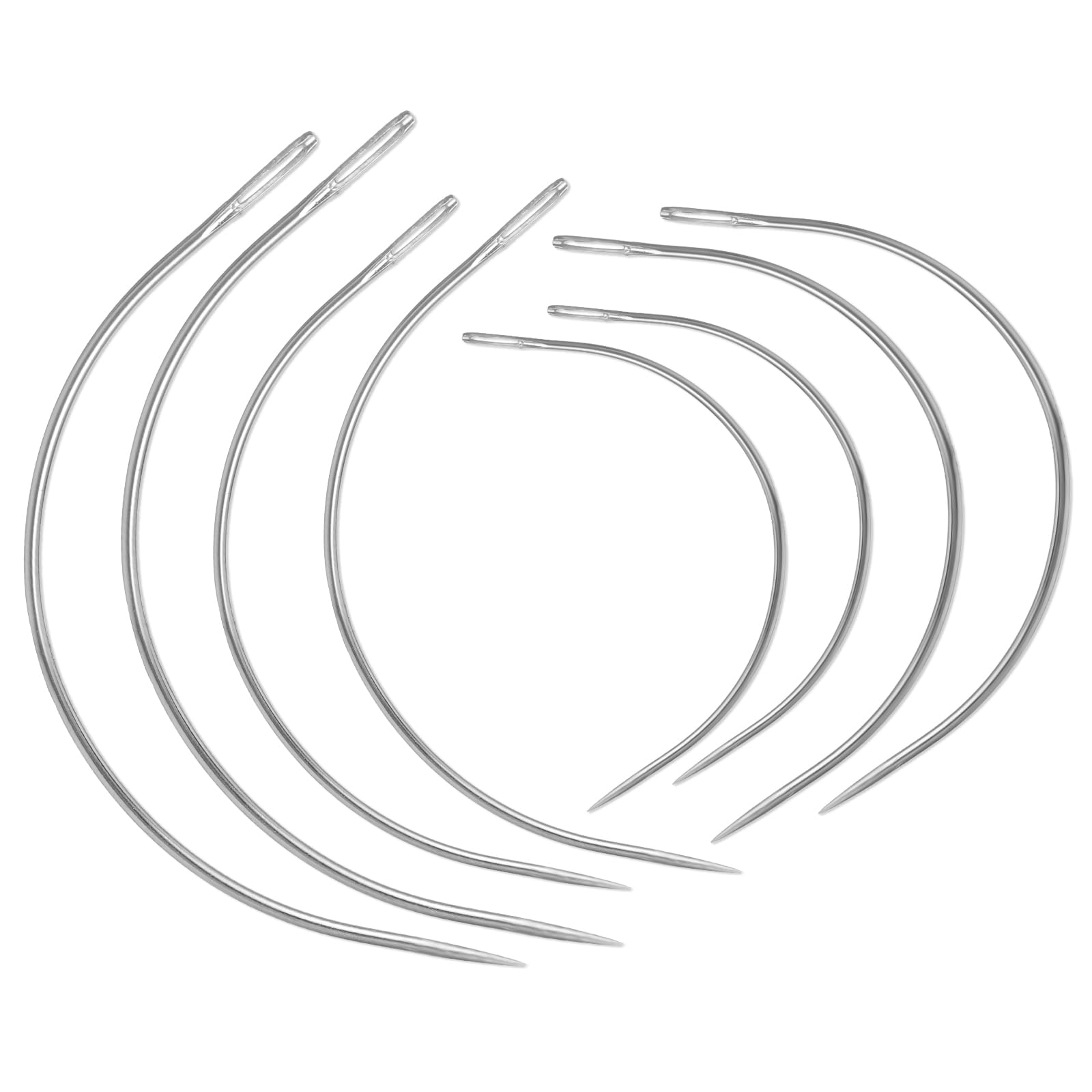 Aiyorse 8-Piece Curved Sewing Needles Set - Heavy Duty Hand Sewing Needles for Leather, Upholstery, Canvas & Carpet Repair - 2/2.5/3/3.5 Inch C-Shape Needles - Perfect for DIY Crafts, Furniture Repair & Leatherworking Projects