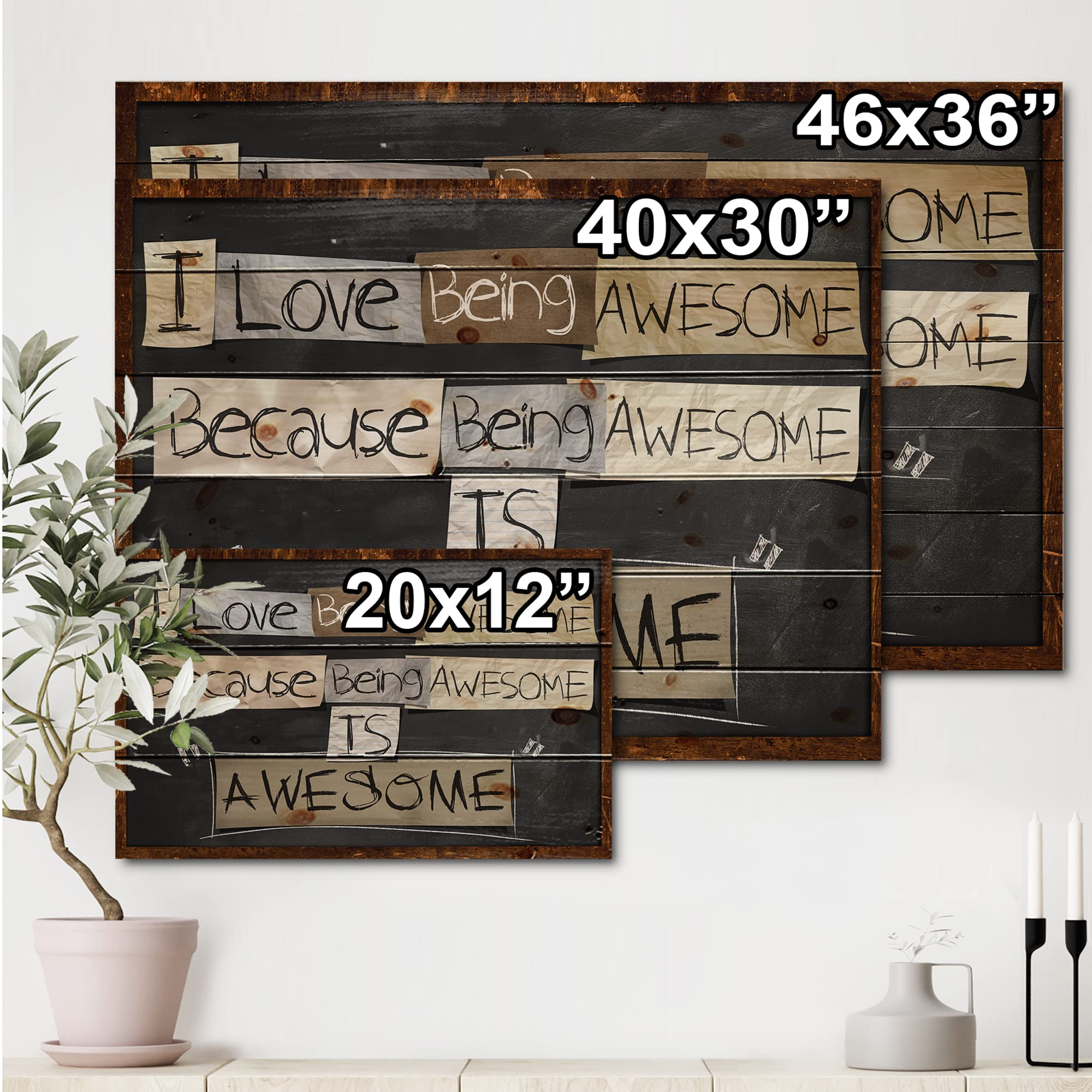 Rustic Wood Wall Decor - Black Wood Wall Art with Inspirational Quotes & Sayings, Large Natural Pine Wood Panels for Home, Office & Farmhouse Decor