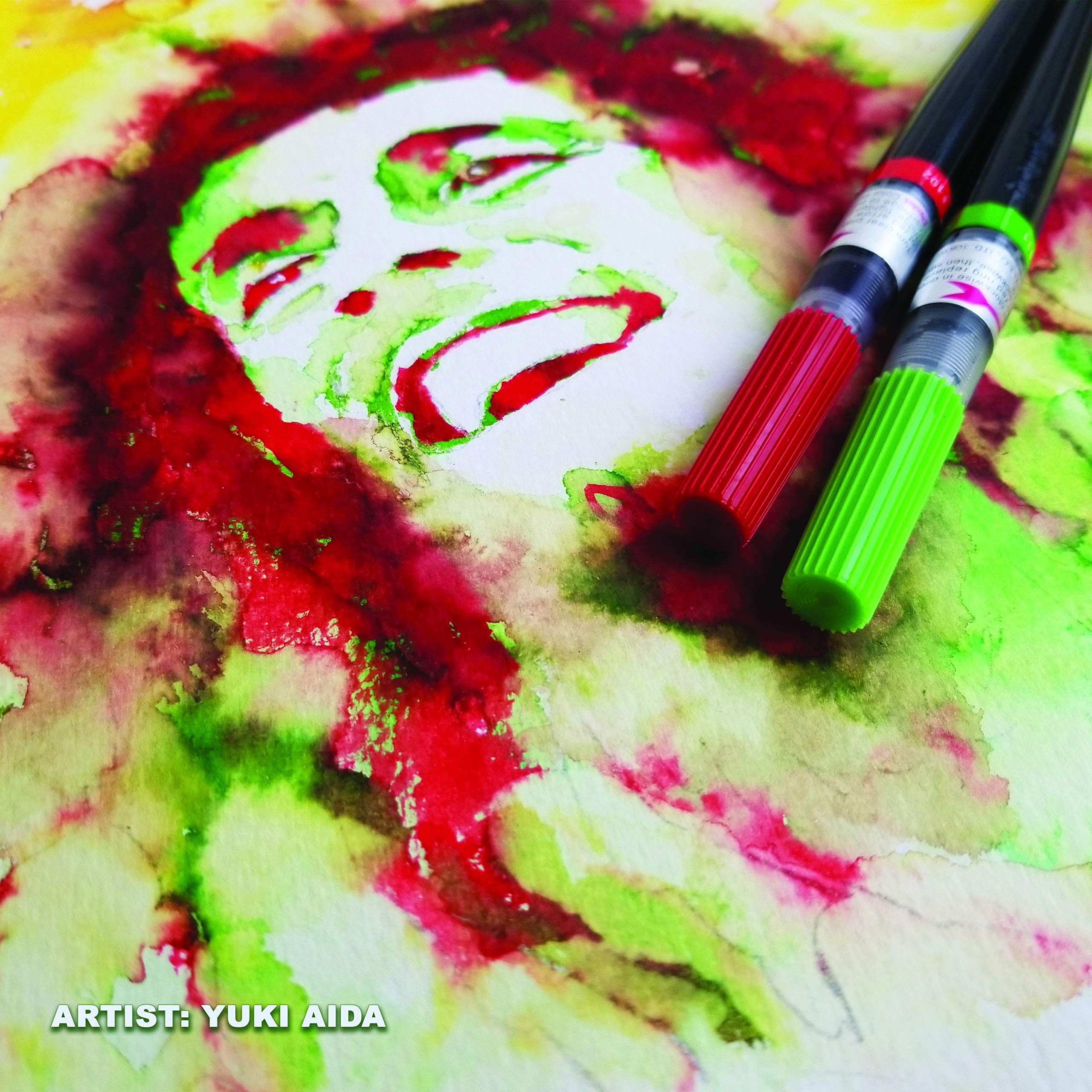 Pentel XGFL-102 Red Artist Brush - Professional Watercolor & Acrylic Painting Brush for Artists, Students & Hobbyists - Perfect for Canvas, Paper & Mixed Media Art Projects