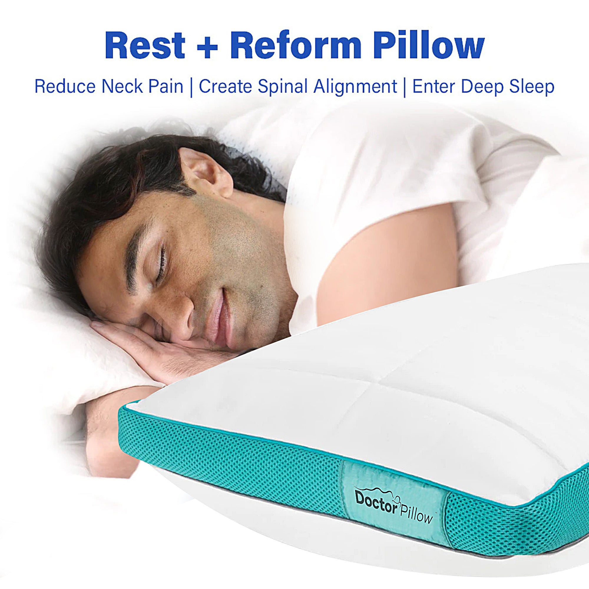 Rejuva Rest Pillow - Orthopedic Memory Foam Neck Support Pillow for Side, Back & Stomach Sleepers - Ideal for Travel, Home & Office Use