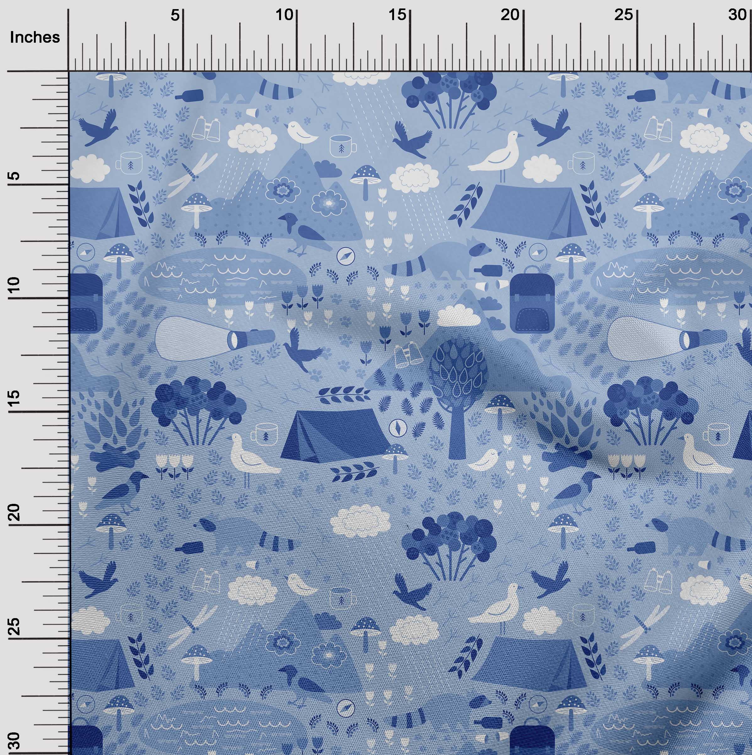 Premium 100% Cotton Jersey Fabric for Kids Clothing - Medium Blue Printed DIY Sewing Material (58