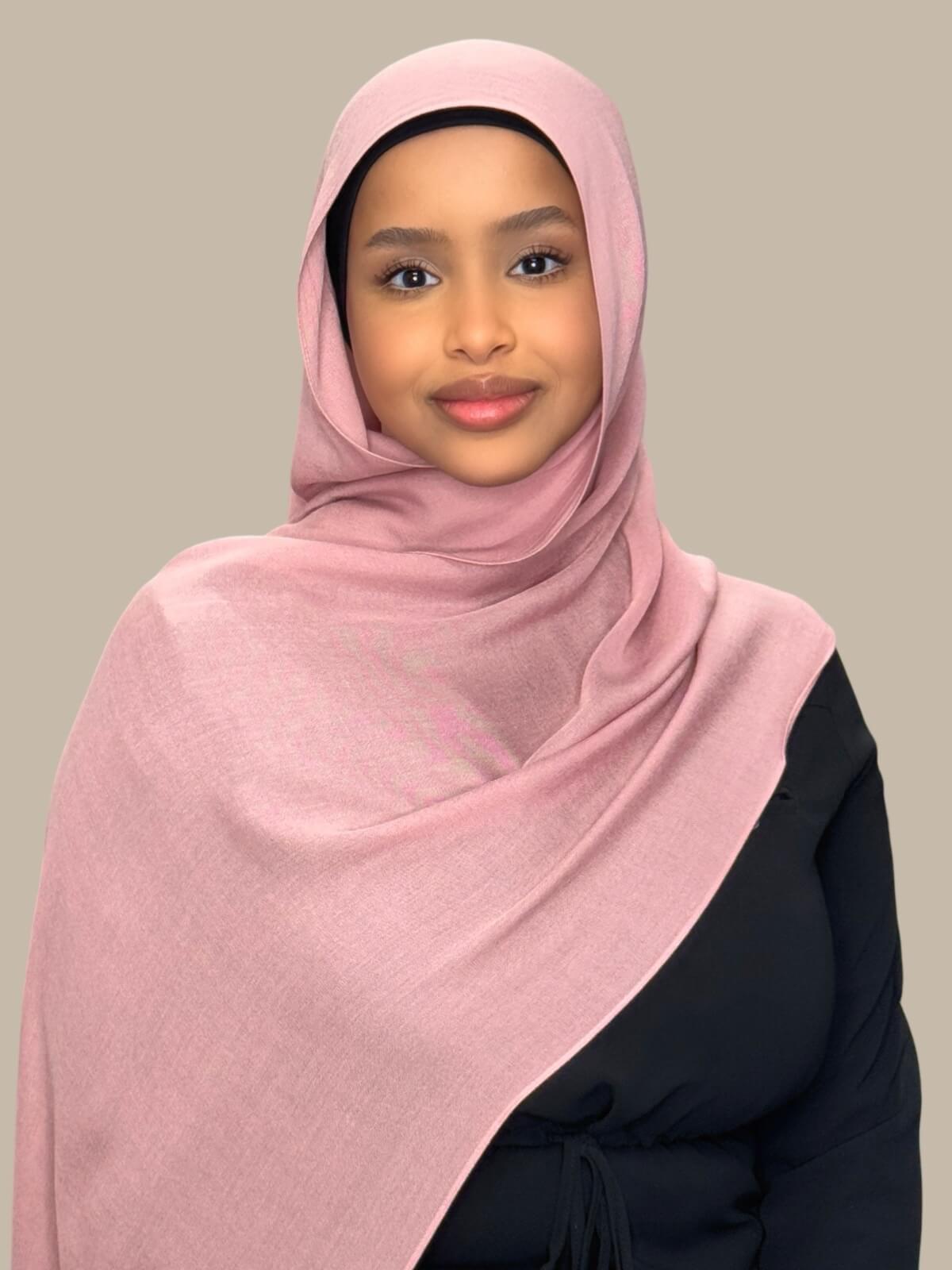 Soft Cotton Modal Hijab Scarf - Misty Rose - Breathable & Comfortable for Daily Wear, Prayer, and Modest Fashion