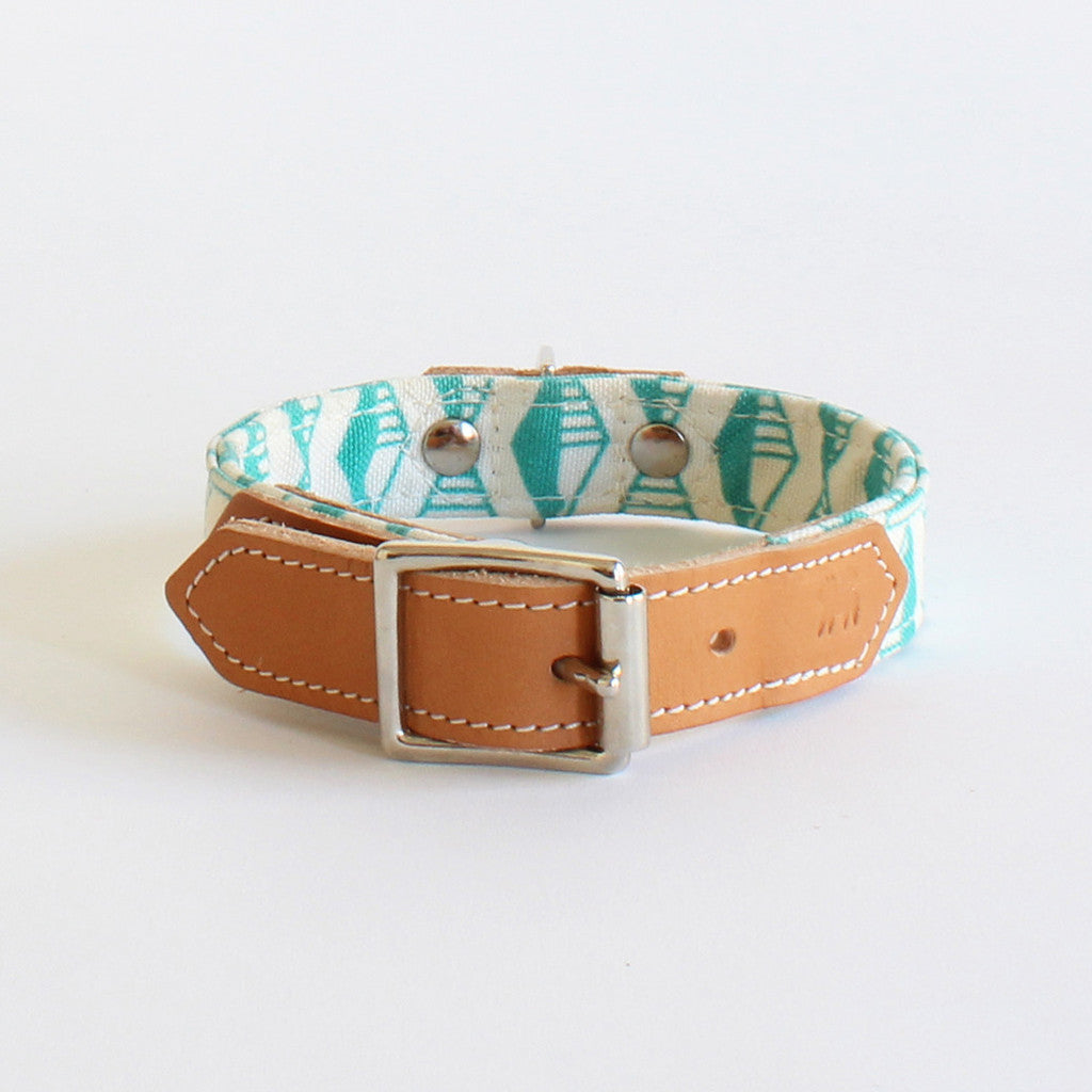 Hiro+Wolf Geo Green Dog Collar - Durable & Stylish Pet Collar for Small to Medium Dogs - Perfect for Daily Walks, Training & Outdoor Adventures